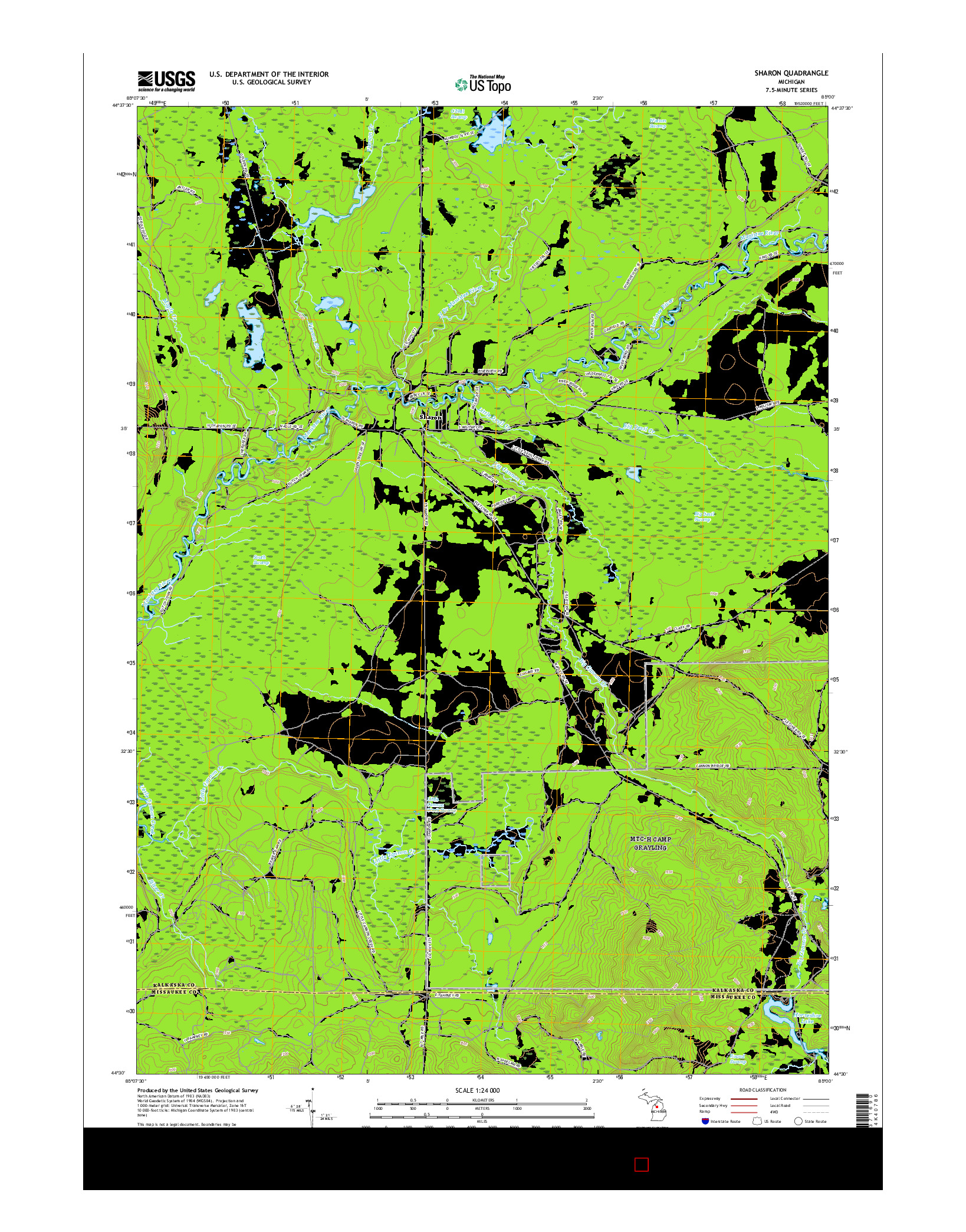 USGS US TOPO 7.5-MINUTE MAP FOR SHARON, MI 2017
