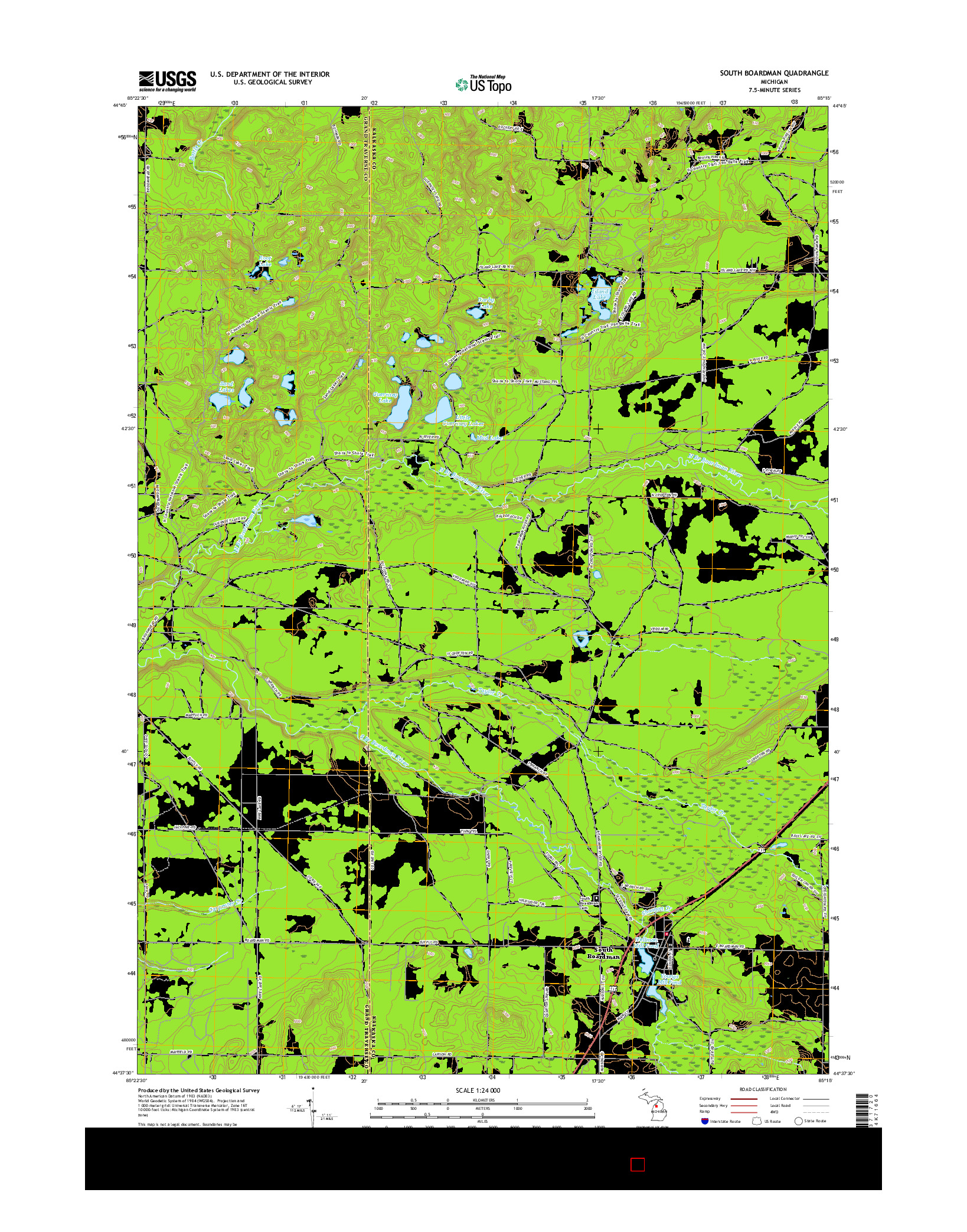 USGS US TOPO 7.5-MINUTE MAP FOR SOUTH BOARDMAN, MI 2017