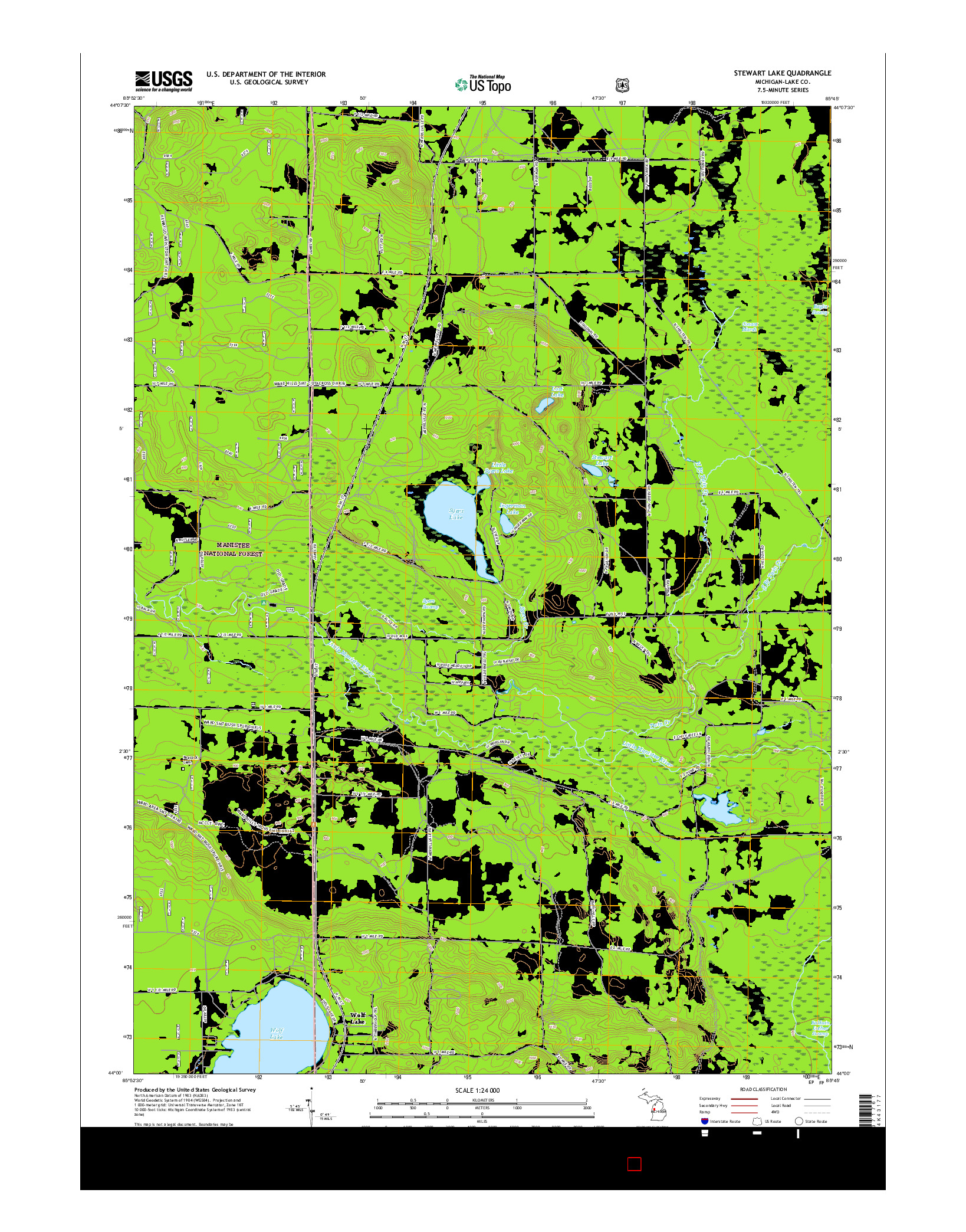 USGS US TOPO 7.5-MINUTE MAP FOR STEWART LAKE, MI 2017