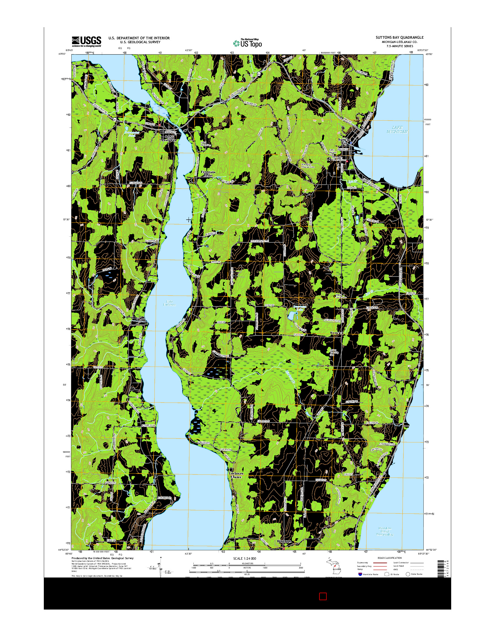 USGS US TOPO 7.5-MINUTE MAP FOR SUTTONS BAY, MI 2017