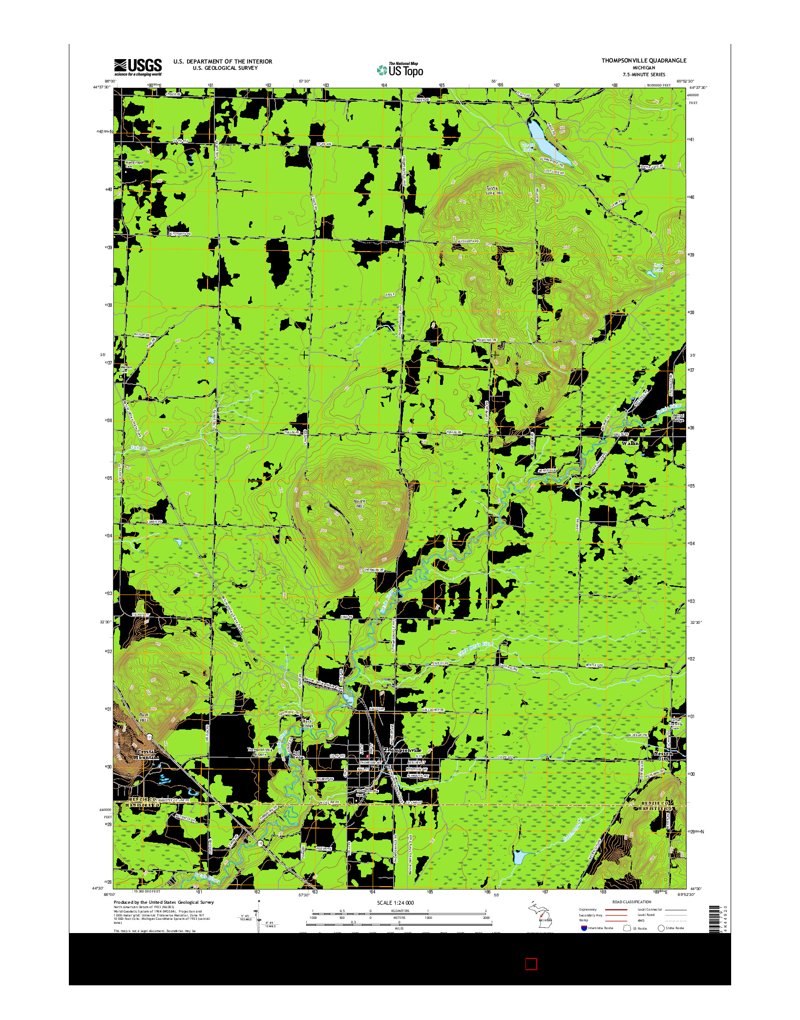 USGS US TOPO 7.5-MINUTE MAP FOR THOMPSONVILLE, MI 2017