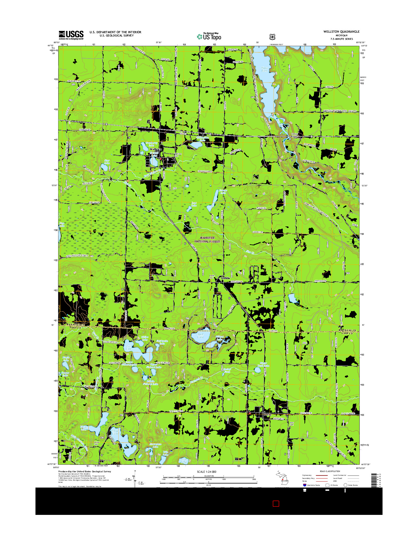 USGS US TOPO 7.5-MINUTE MAP FOR WELLSTON, MI 2017
