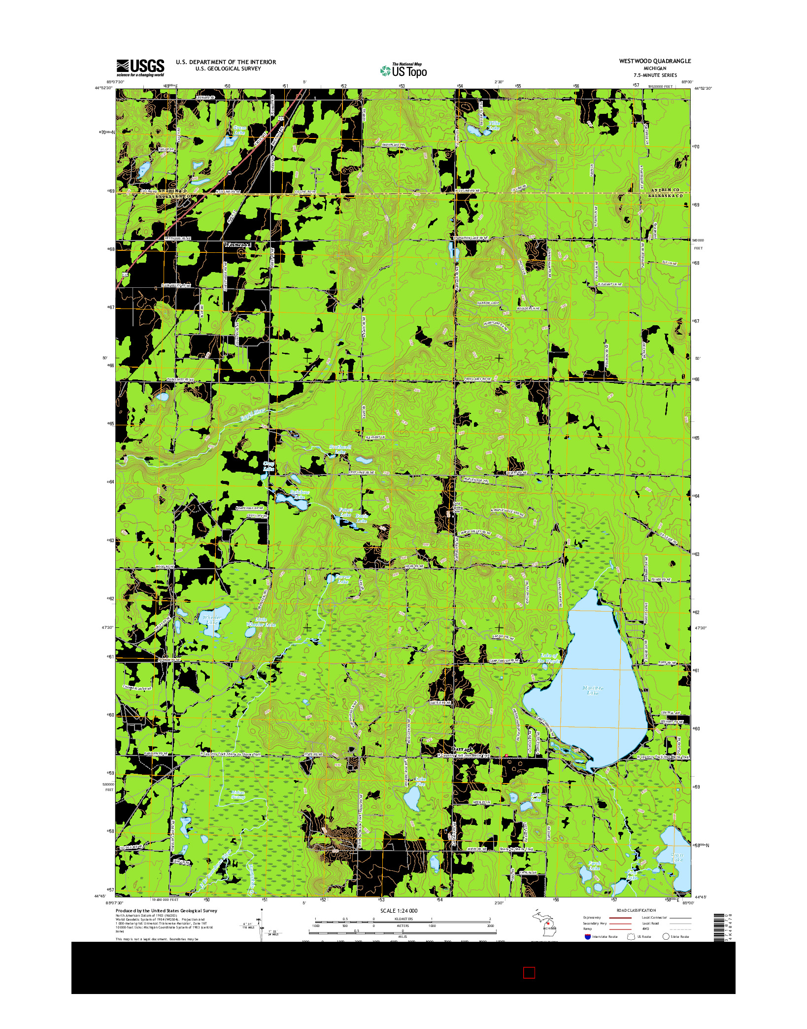 USGS US TOPO 7.5-MINUTE MAP FOR WESTWOOD, MI 2017