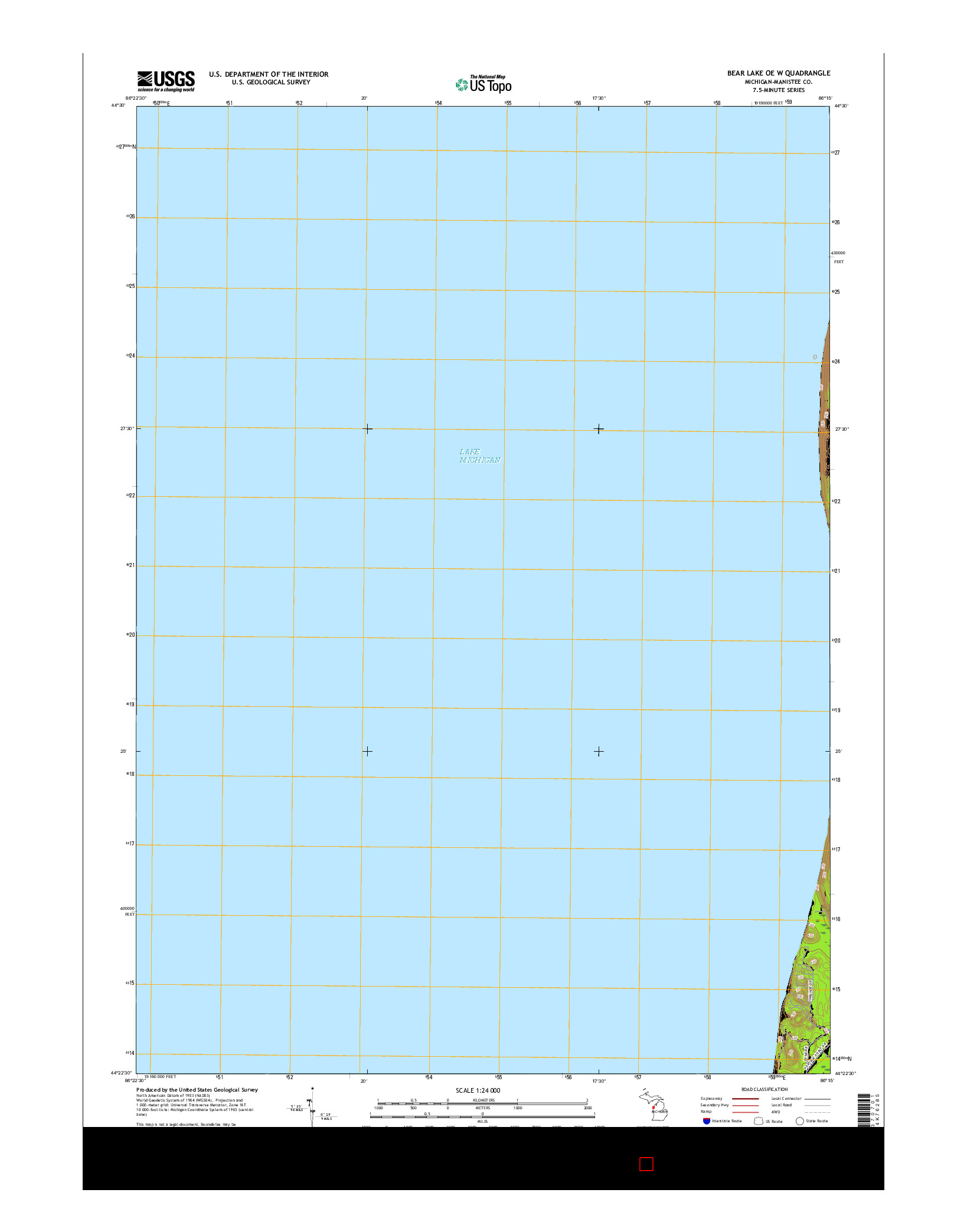 USGS US TOPO 7.5-MINUTE MAP FOR BEAR LAKE OE W, MI 2017