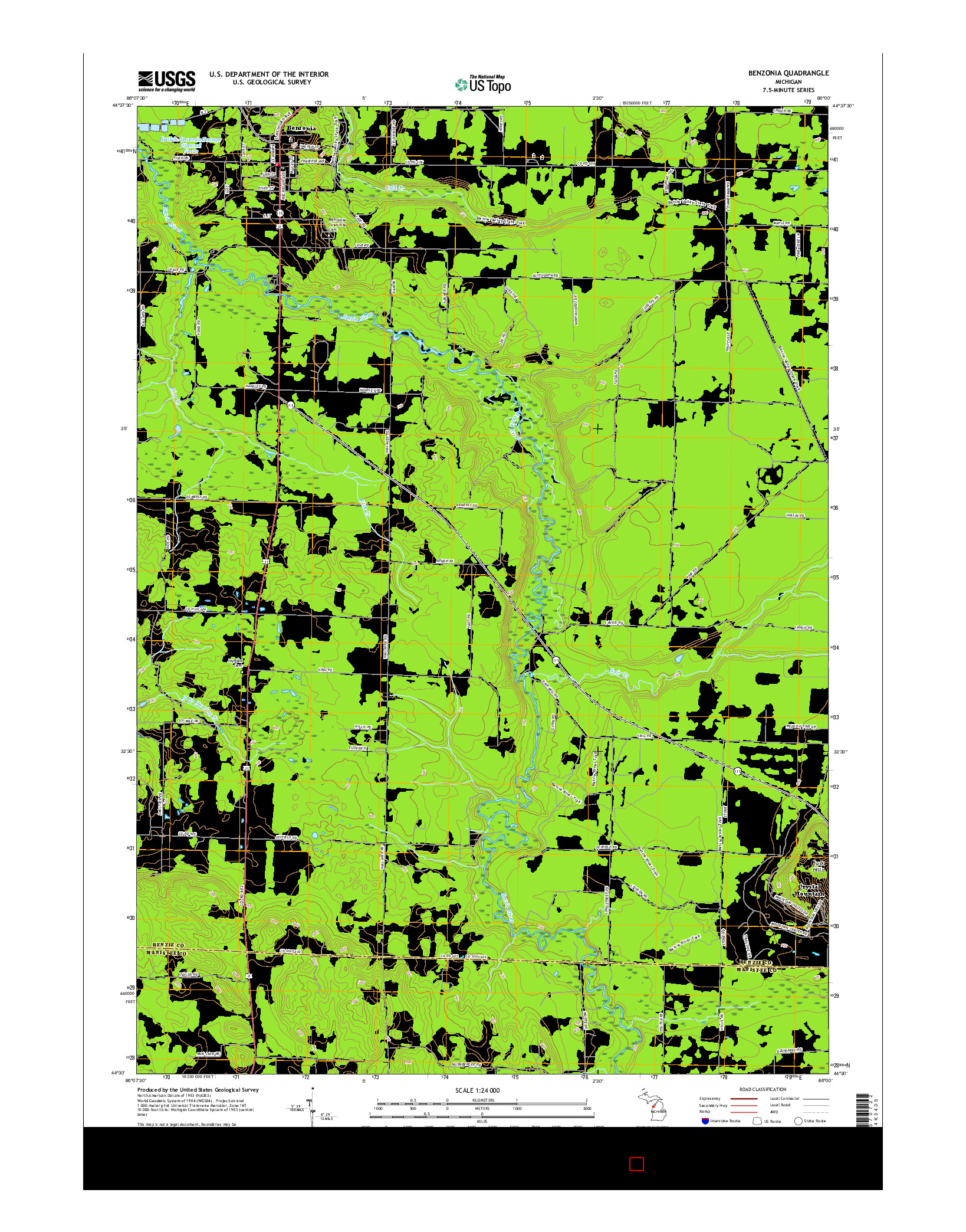 USGS US TOPO 7.5-MINUTE MAP FOR BENZONIA, MI 2017