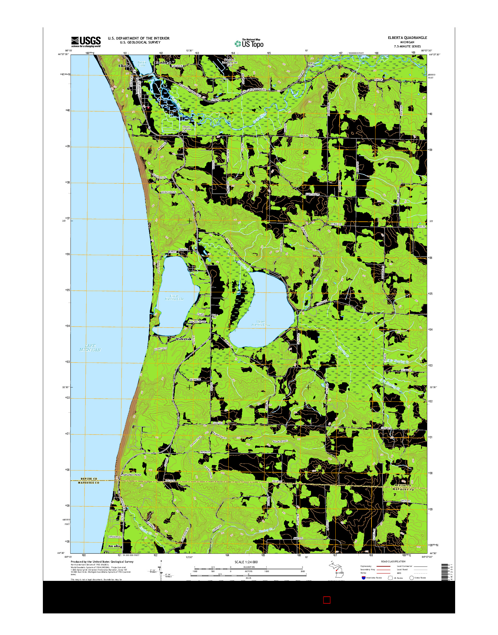 USGS US TOPO 7.5-MINUTE MAP FOR ELBERTA, MI 2017