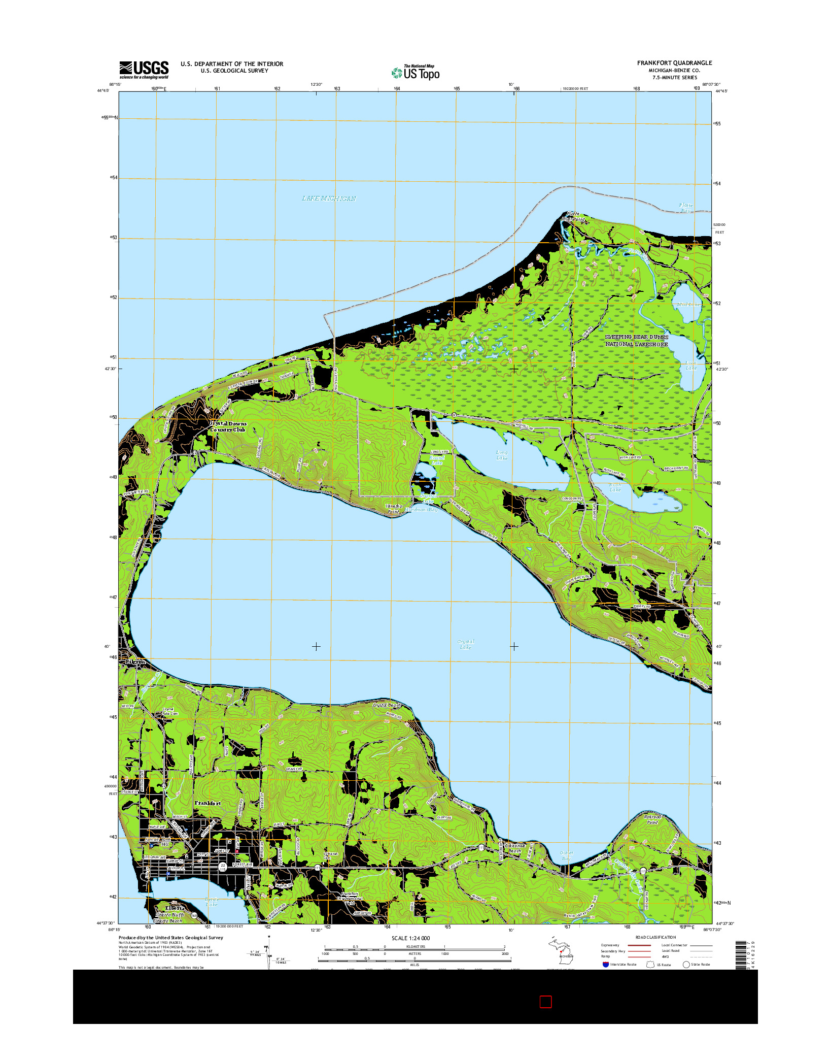 USGS US TOPO 7.5-MINUTE MAP FOR FRANKFORT, MI 2017