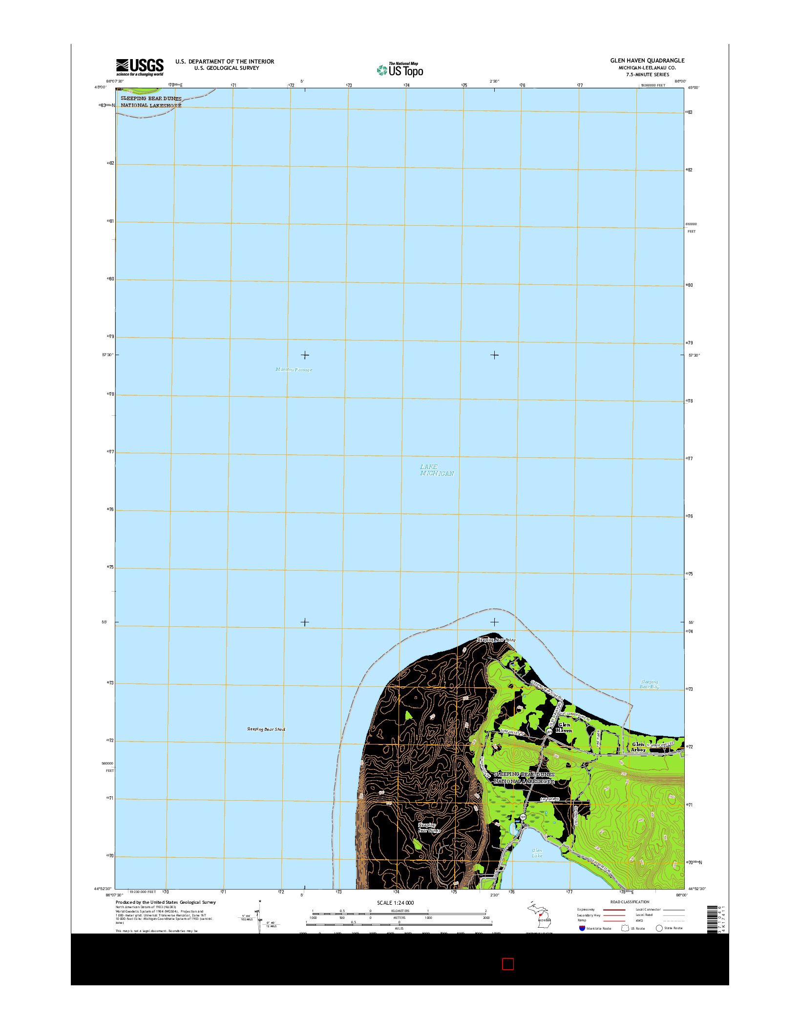 USGS US TOPO 7.5-MINUTE MAP FOR GLEN HAVEN, MI 2017