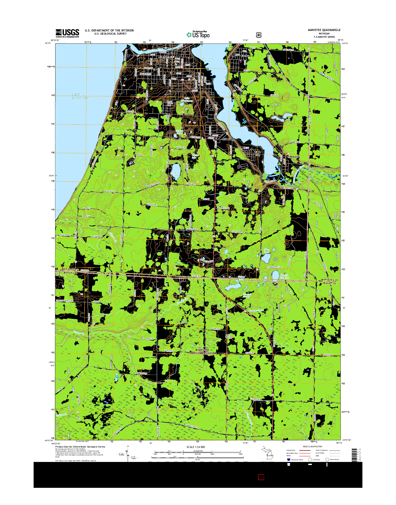 USGS US TOPO 7.5-MINUTE MAP FOR MANISTEE, MI 2017