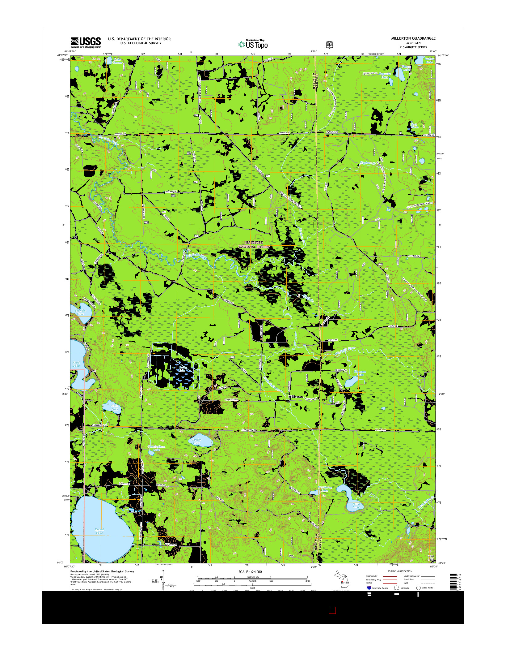 USGS US TOPO 7.5-MINUTE MAP FOR MILLERTON, MI 2017
