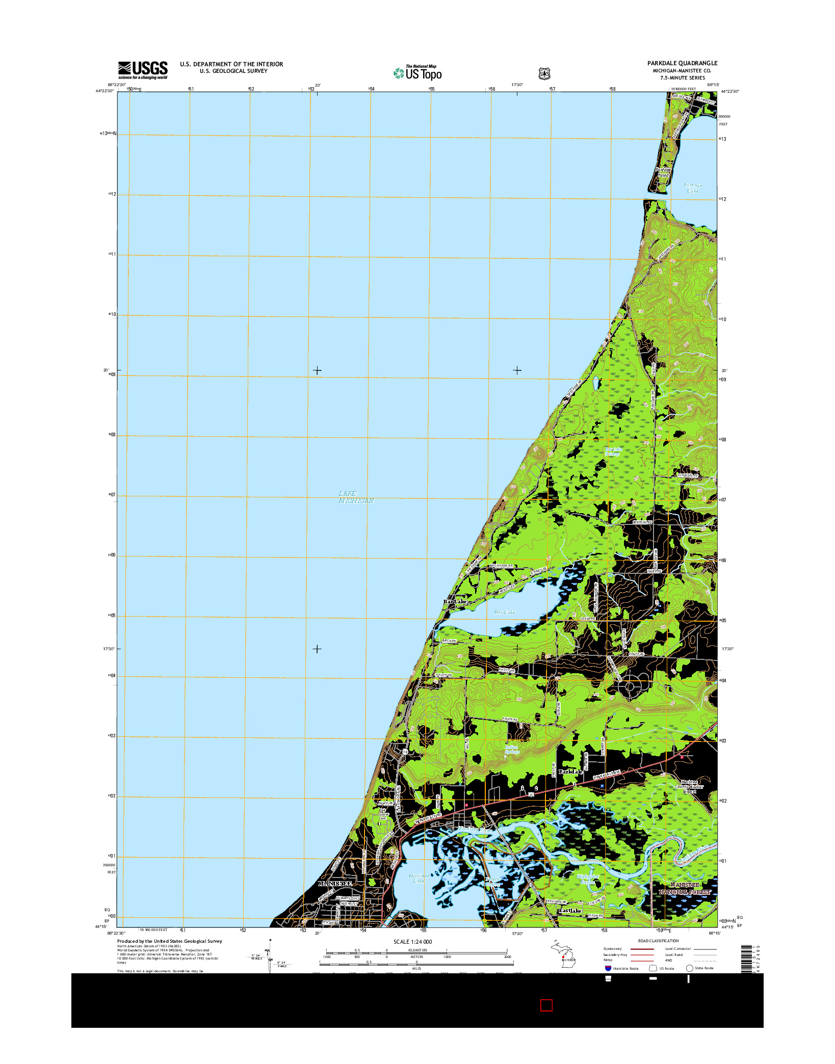 USGS US TOPO 7.5-MINUTE MAP FOR PARKDALE, MI 2017