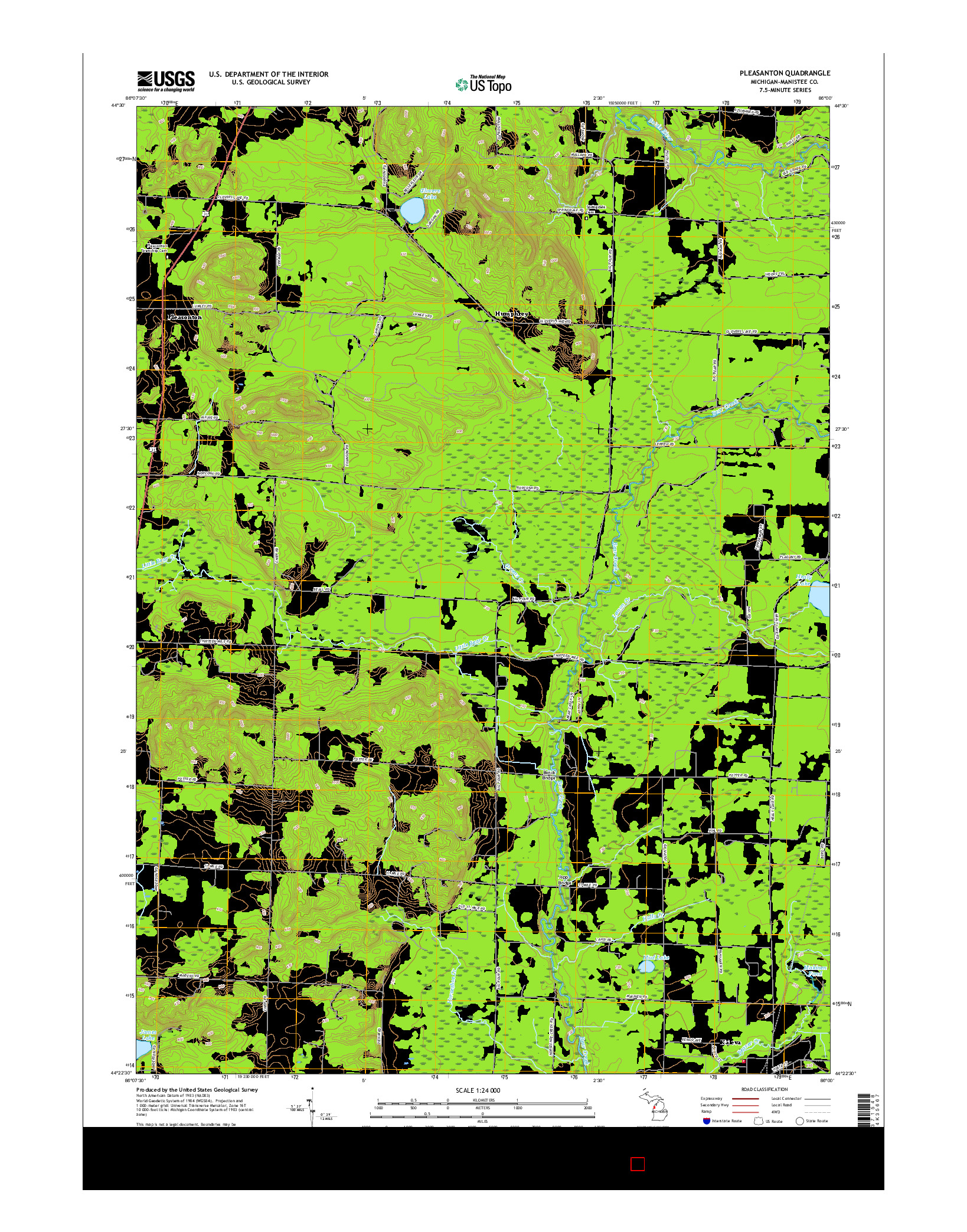 USGS US TOPO 7.5-MINUTE MAP FOR PLEASANTON, MI 2017