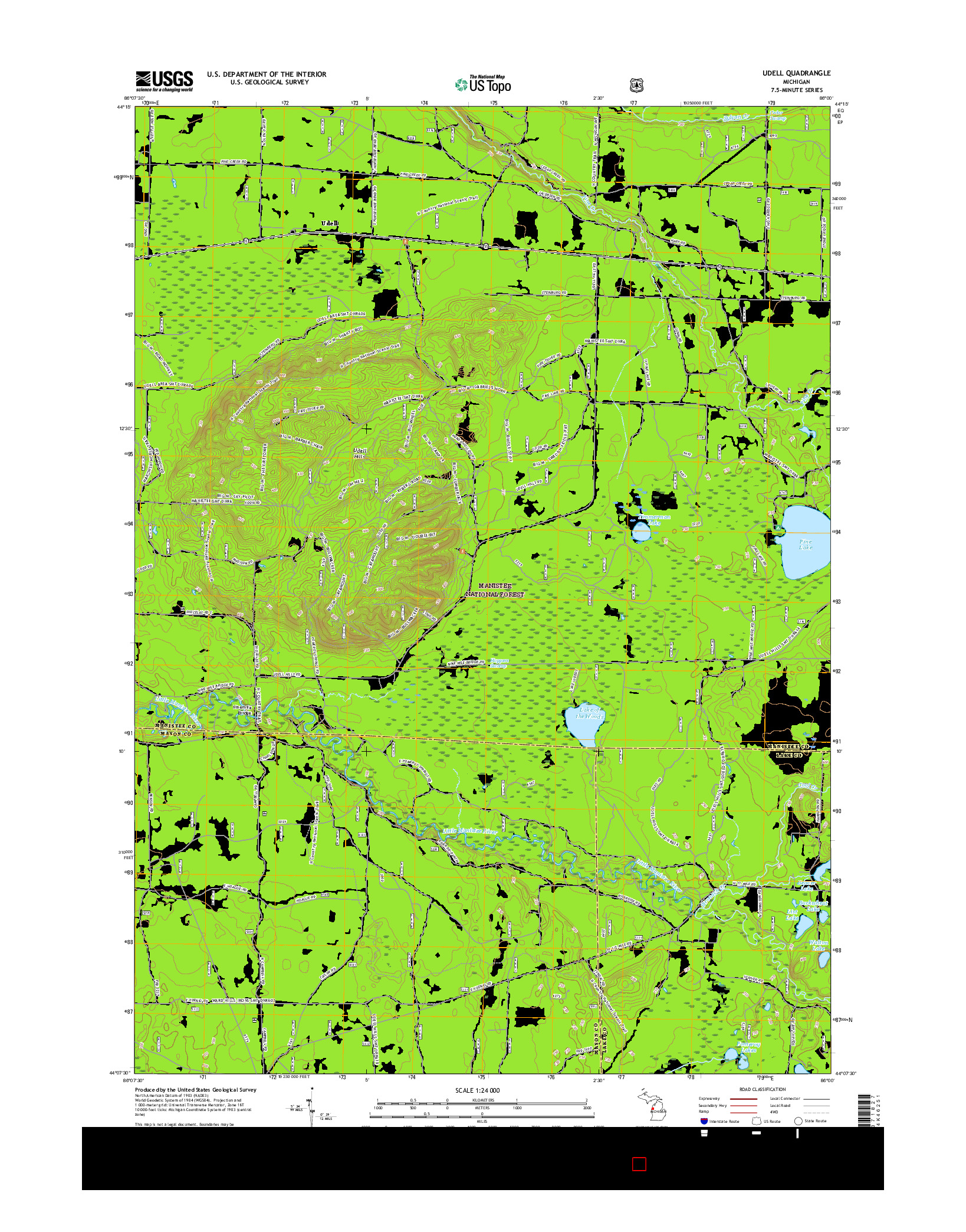 USGS US TOPO 7.5-MINUTE MAP FOR UDELL, MI 2017