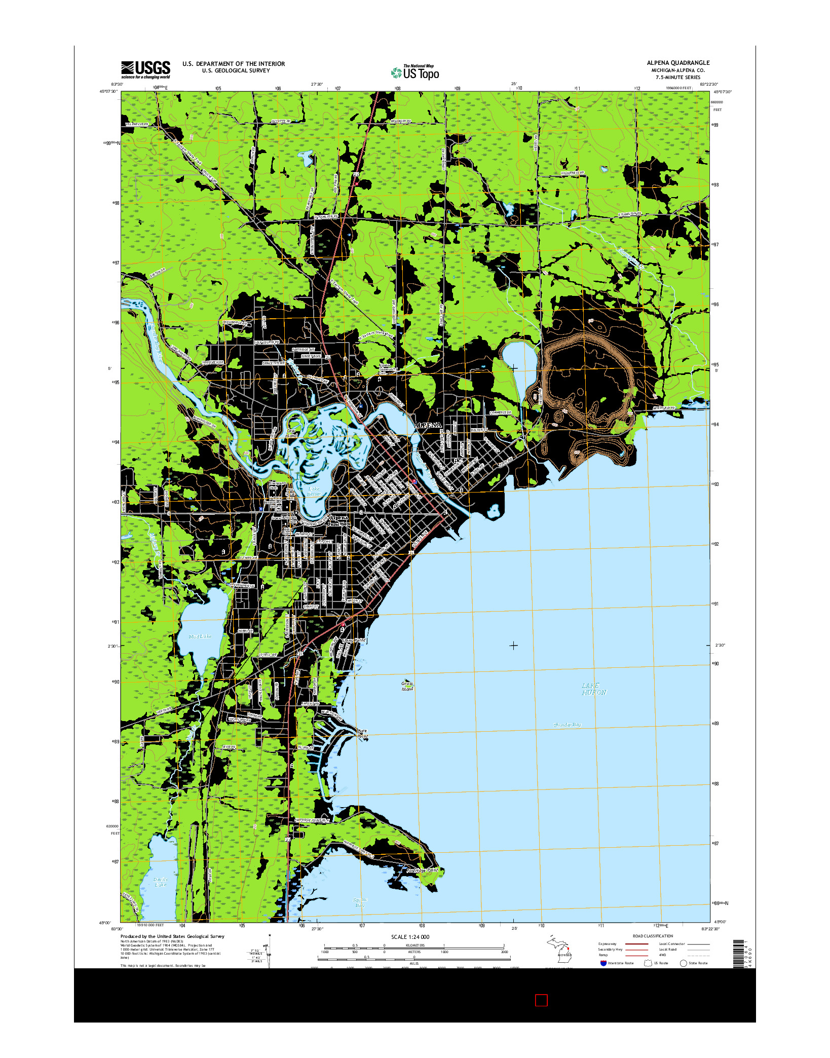 USGS US TOPO 7.5-MINUTE MAP FOR ALPENA, MI 2017