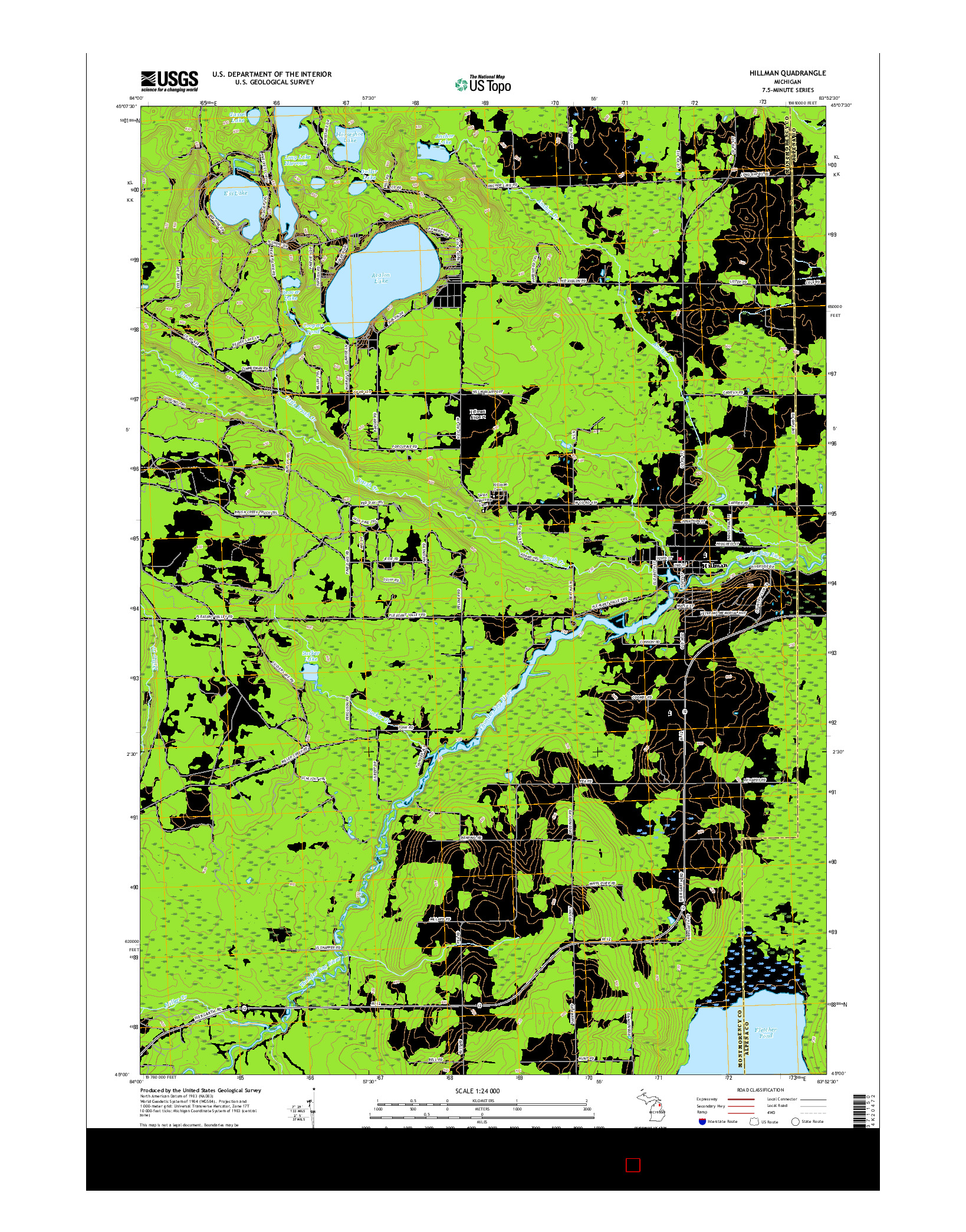 USGS US TOPO 7.5-MINUTE MAP FOR HILLMAN, MI 2017