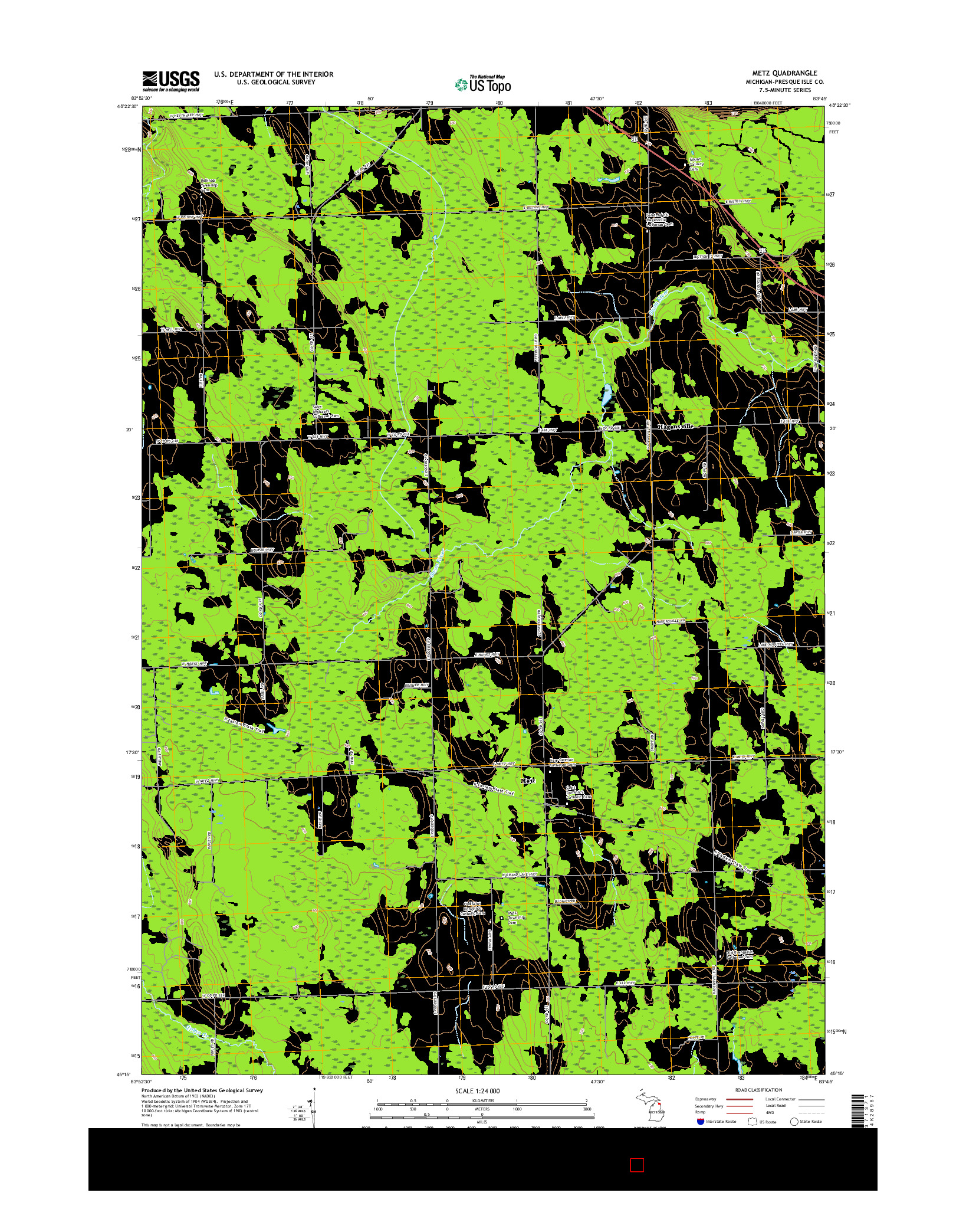 USGS US TOPO 7.5-MINUTE MAP FOR METZ, MI 2017