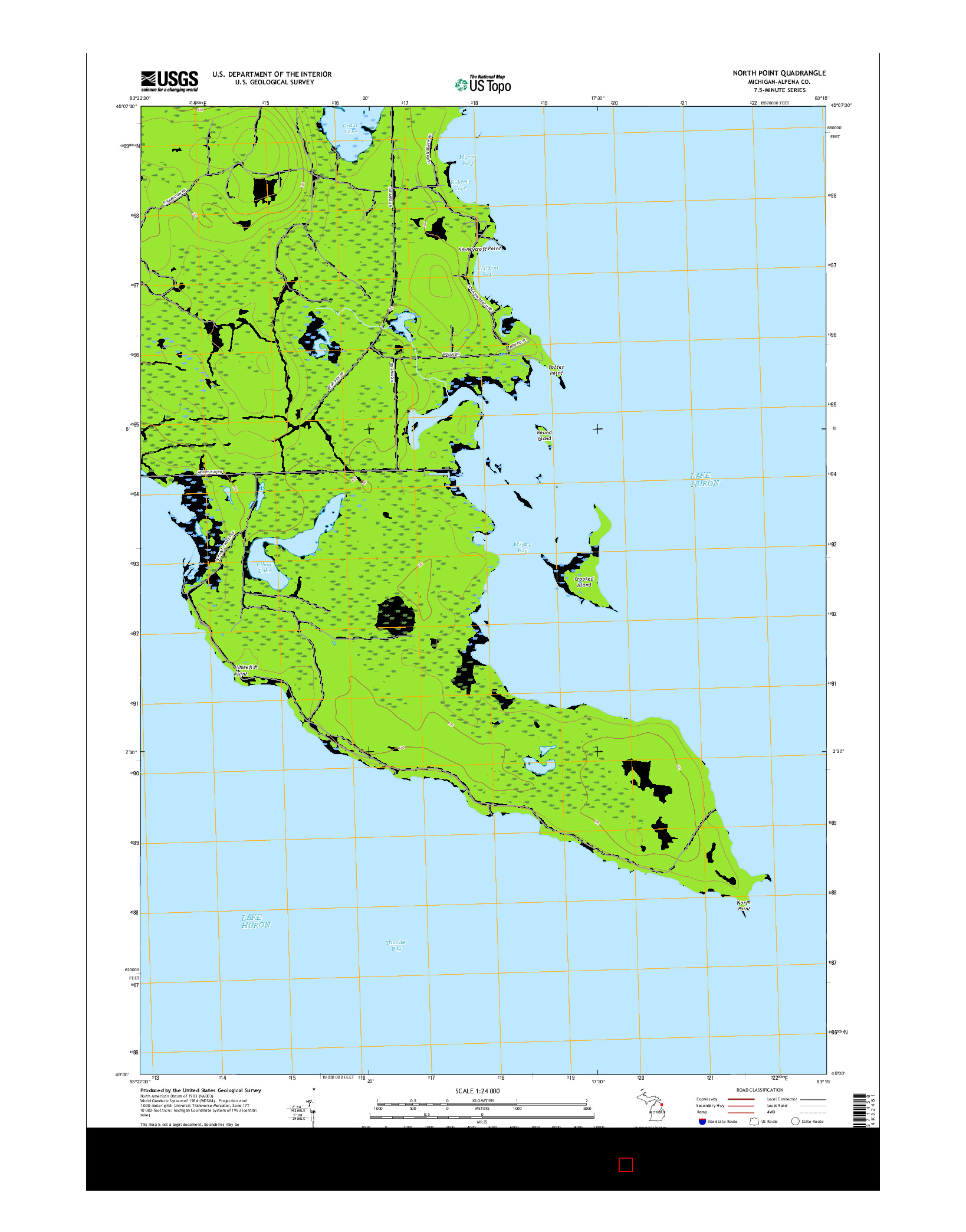 USGS US TOPO 7.5-MINUTE MAP FOR NORTH POINT, MI 2017