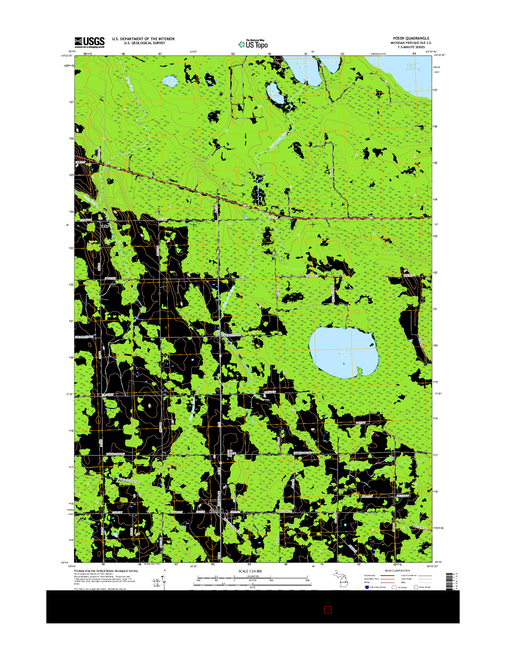 USGS US TOPO 7.5-MINUTE MAP FOR POSEN, MI 2017