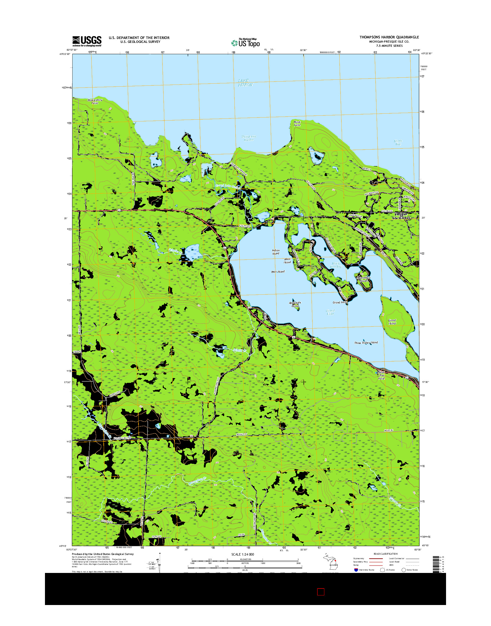 USGS US TOPO 7.5-MINUTE MAP FOR THOMPSONS HARBOR, MI 2017