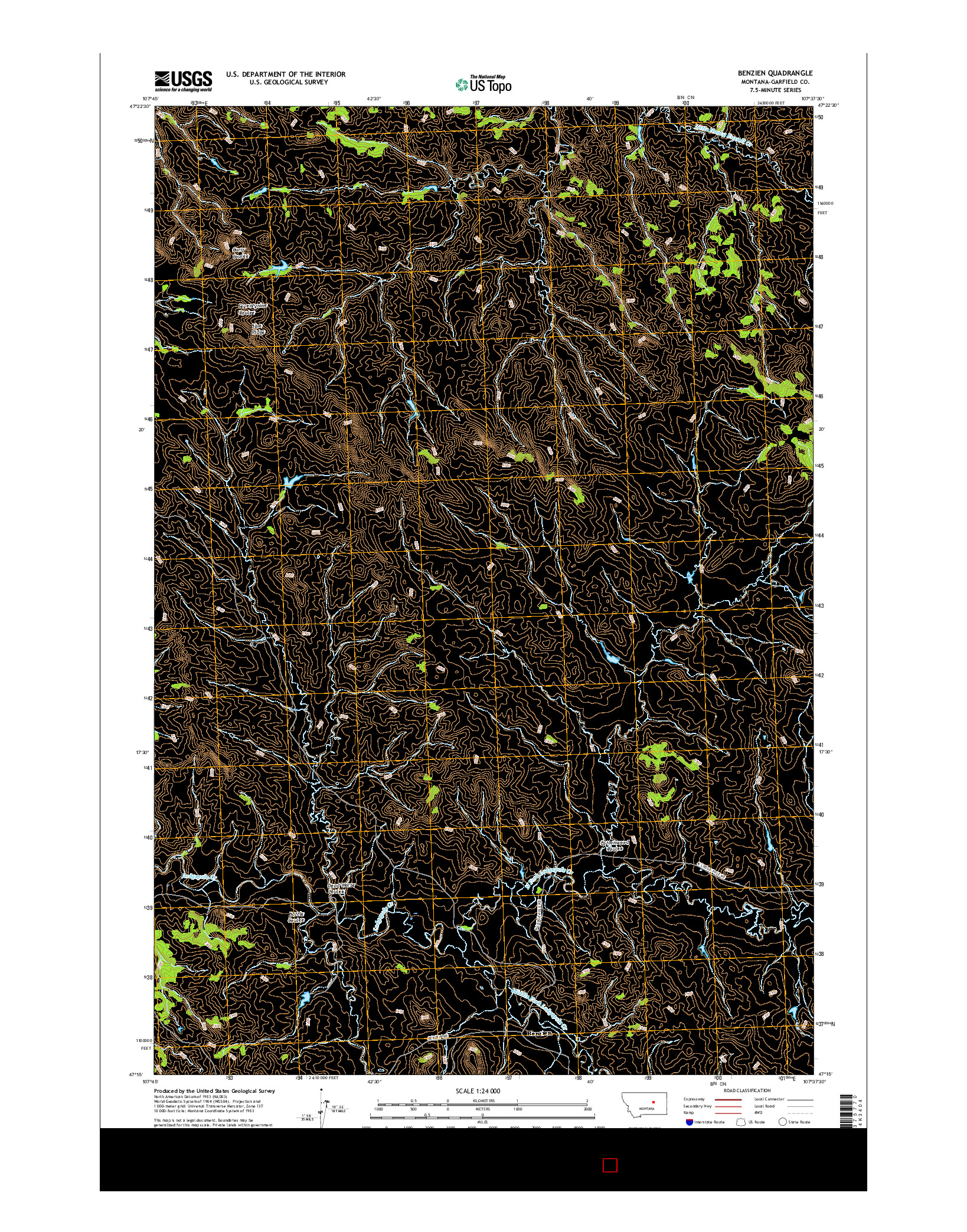 USGS US TOPO 7.5-MINUTE MAP FOR BENZIEN, MT 2017