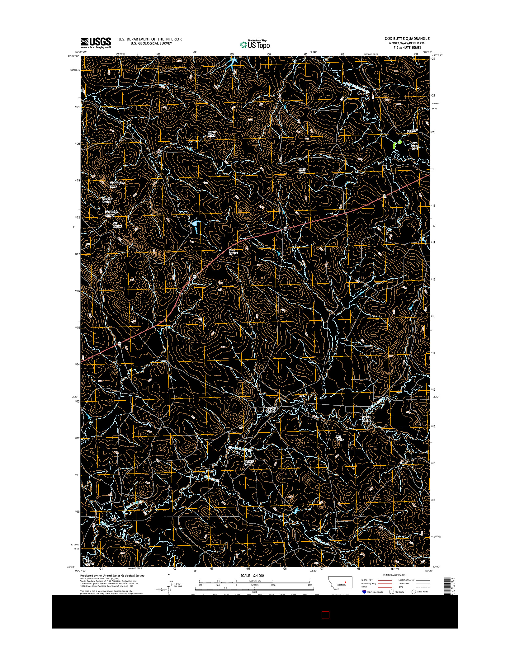 USGS US TOPO 7.5-MINUTE MAP FOR COX BUTTE, MT 2017