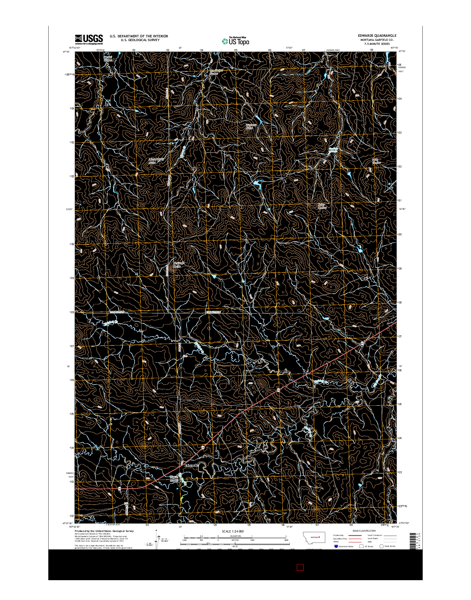 USGS US TOPO 7.5-MINUTE MAP FOR EDWARDS, MT 2017