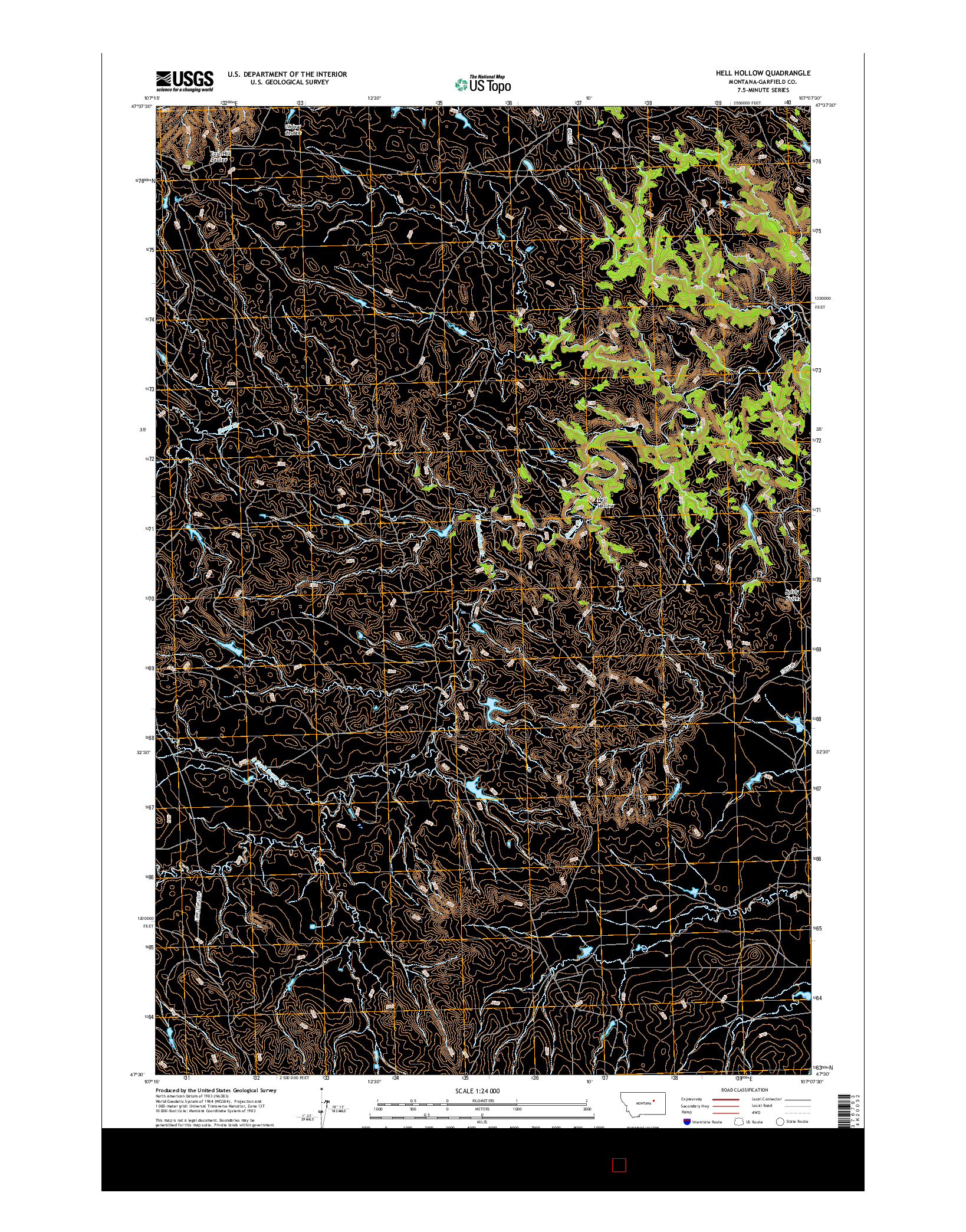 USGS US TOPO 7.5-MINUTE MAP FOR HELL HOLLOW, MT 2017