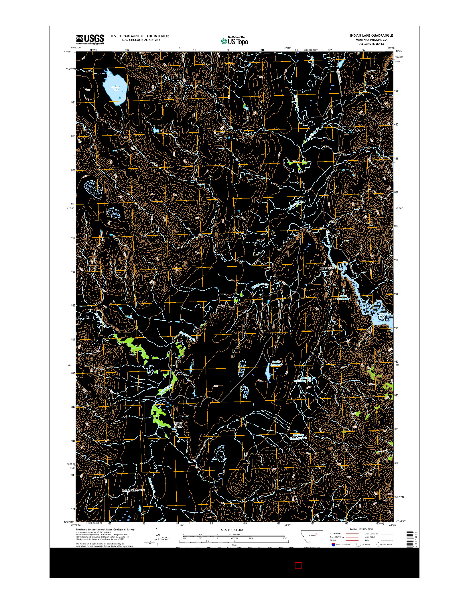 USGS US TOPO 7.5-MINUTE MAP FOR INDIAN LAKE, MT 2017