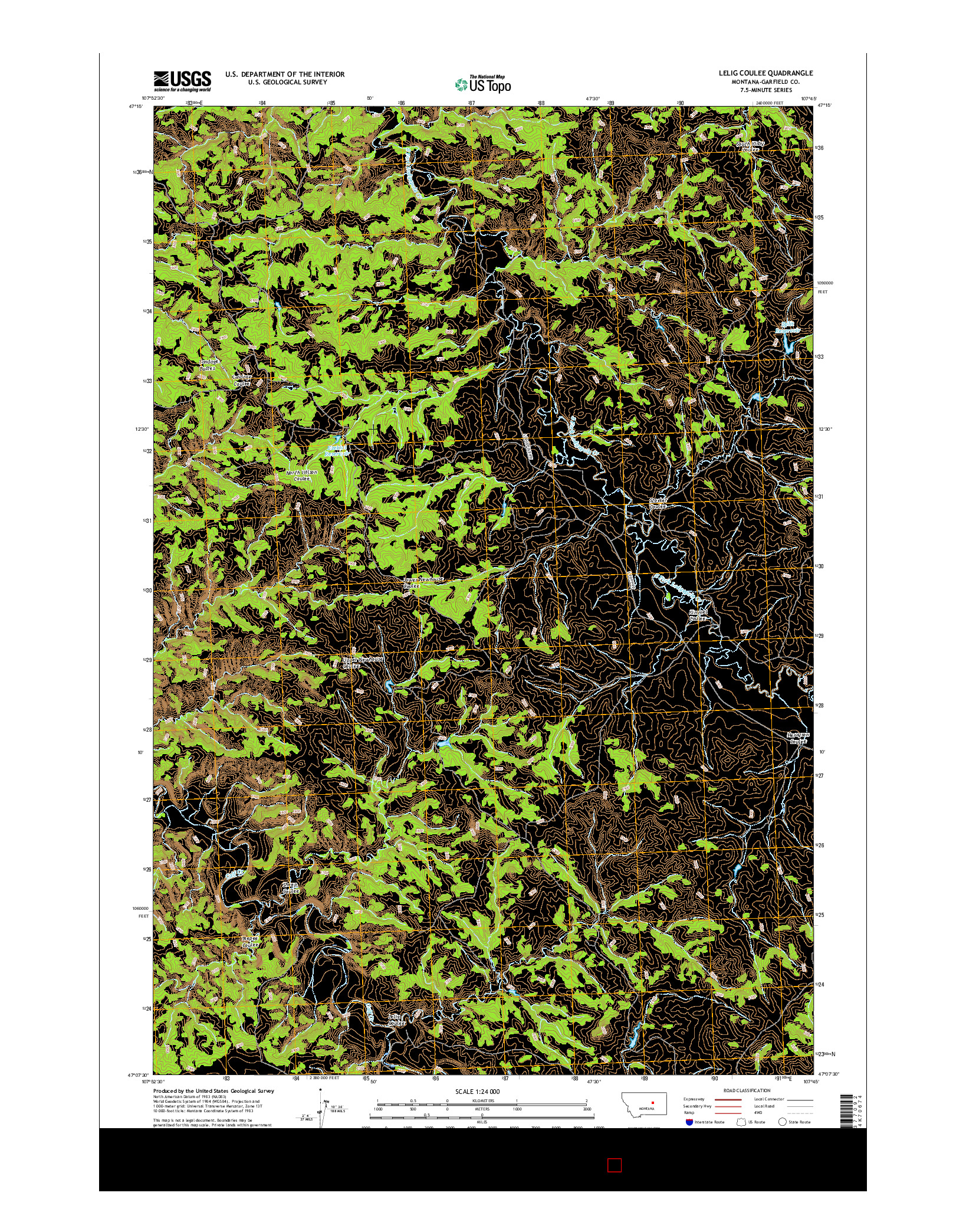 USGS US TOPO 7.5-MINUTE MAP FOR LELIG COULEE, MT 2017