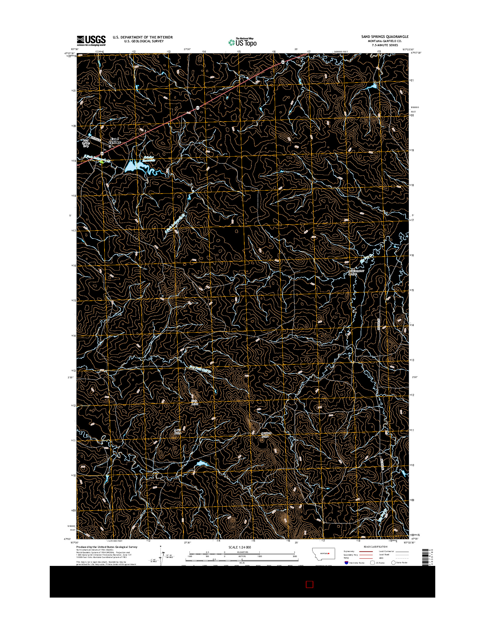 USGS US TOPO 7.5-MINUTE MAP FOR SAND SPRINGS, MT 2017