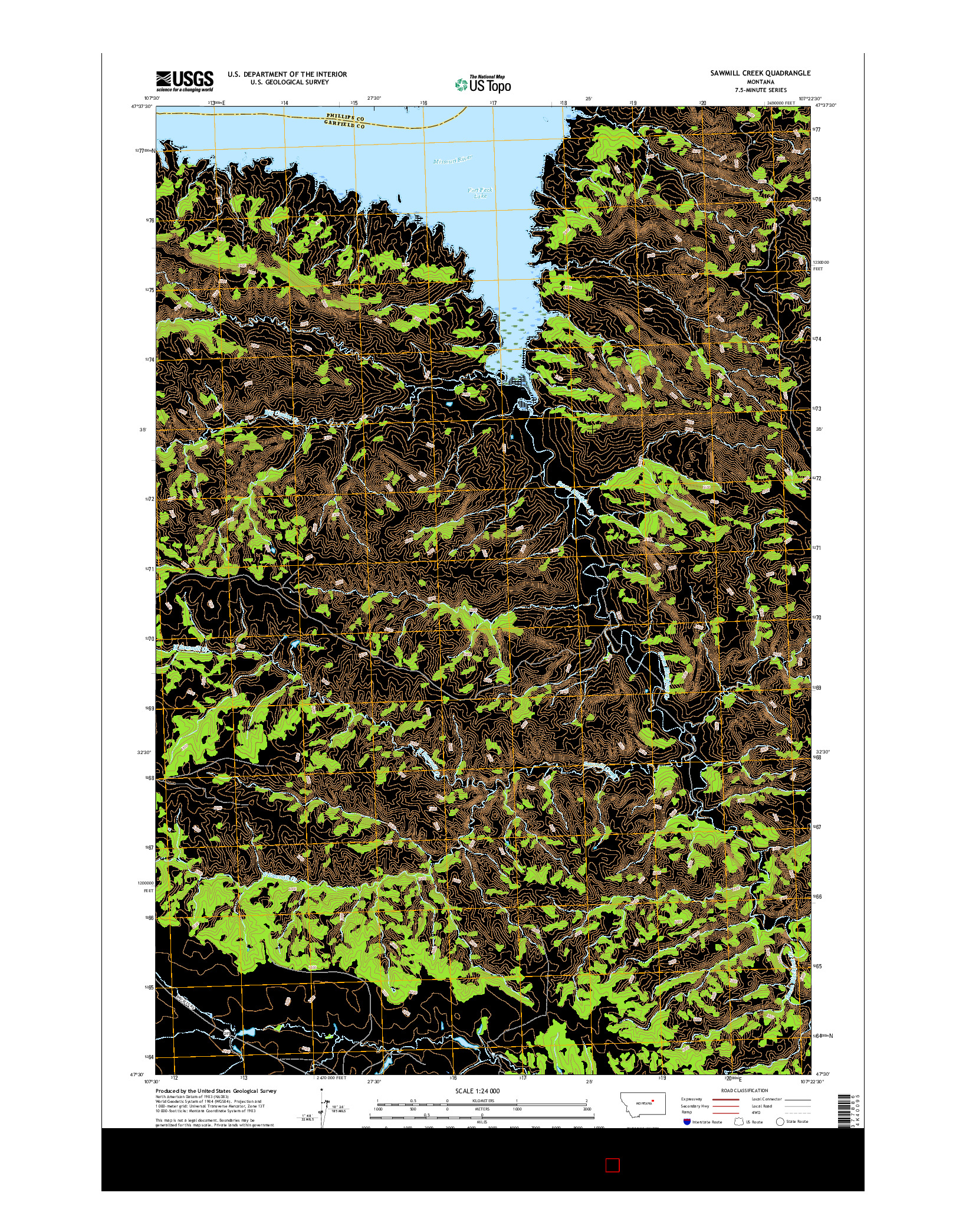 USGS US TOPO 7.5-MINUTE MAP FOR SAWMILL CREEK, MT 2017