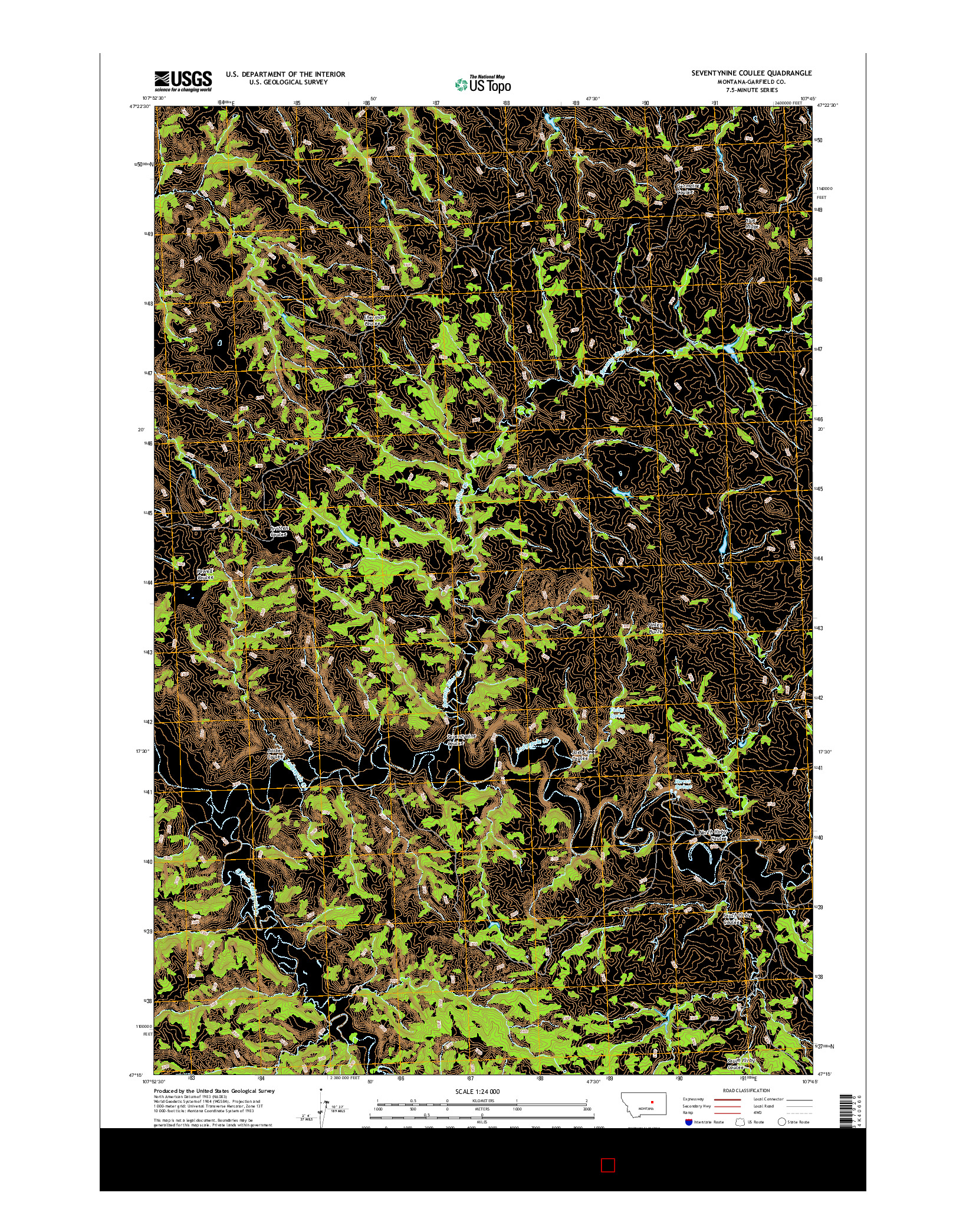 USGS US TOPO 7.5-MINUTE MAP FOR SEVENTYNINE COULEE, MT 2017