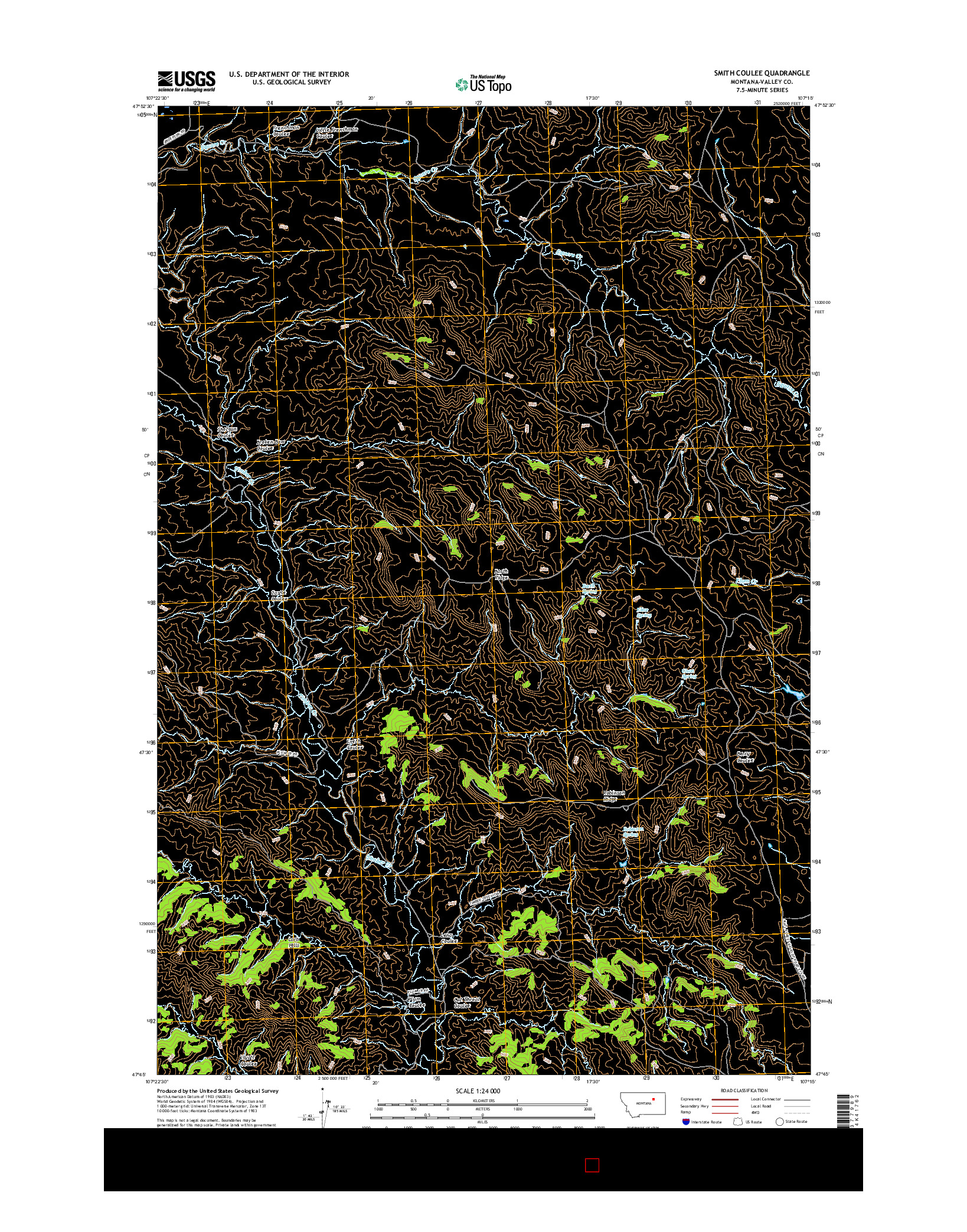 USGS US TOPO 7.5-MINUTE MAP FOR SMITH COULEE, MT 2017