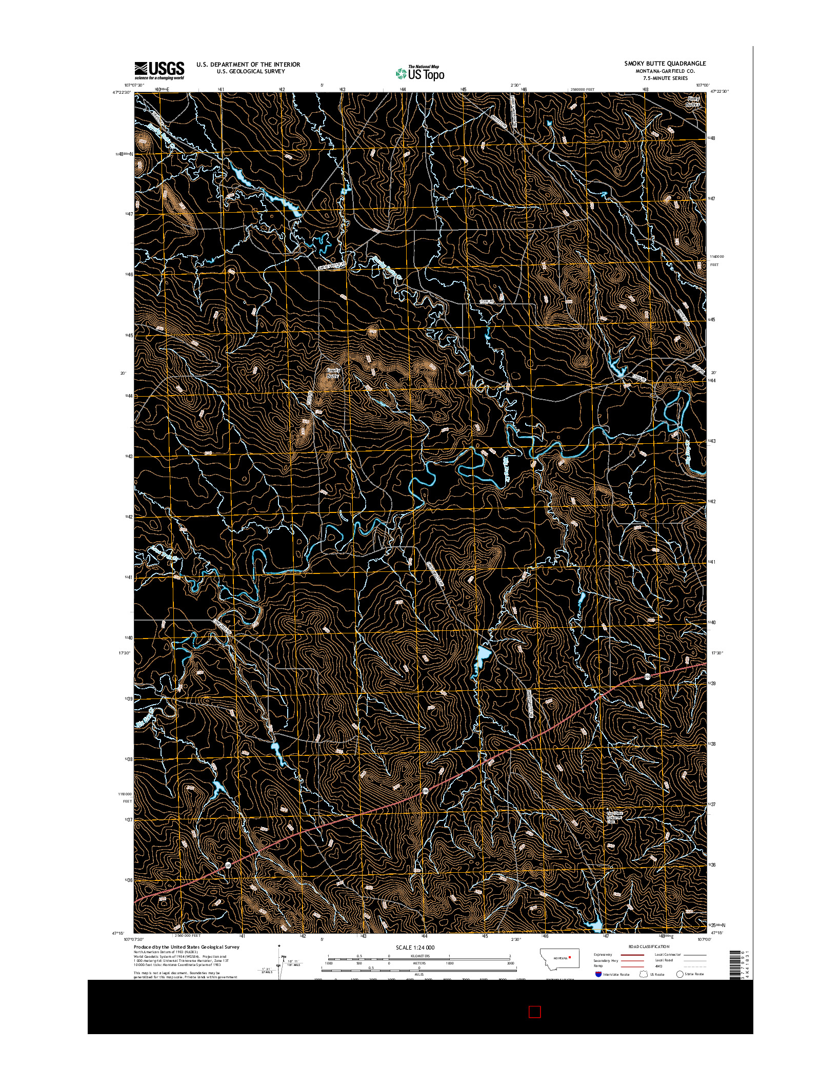 USGS US TOPO 7.5-MINUTE MAP FOR SMOKY BUTTE, MT 2017