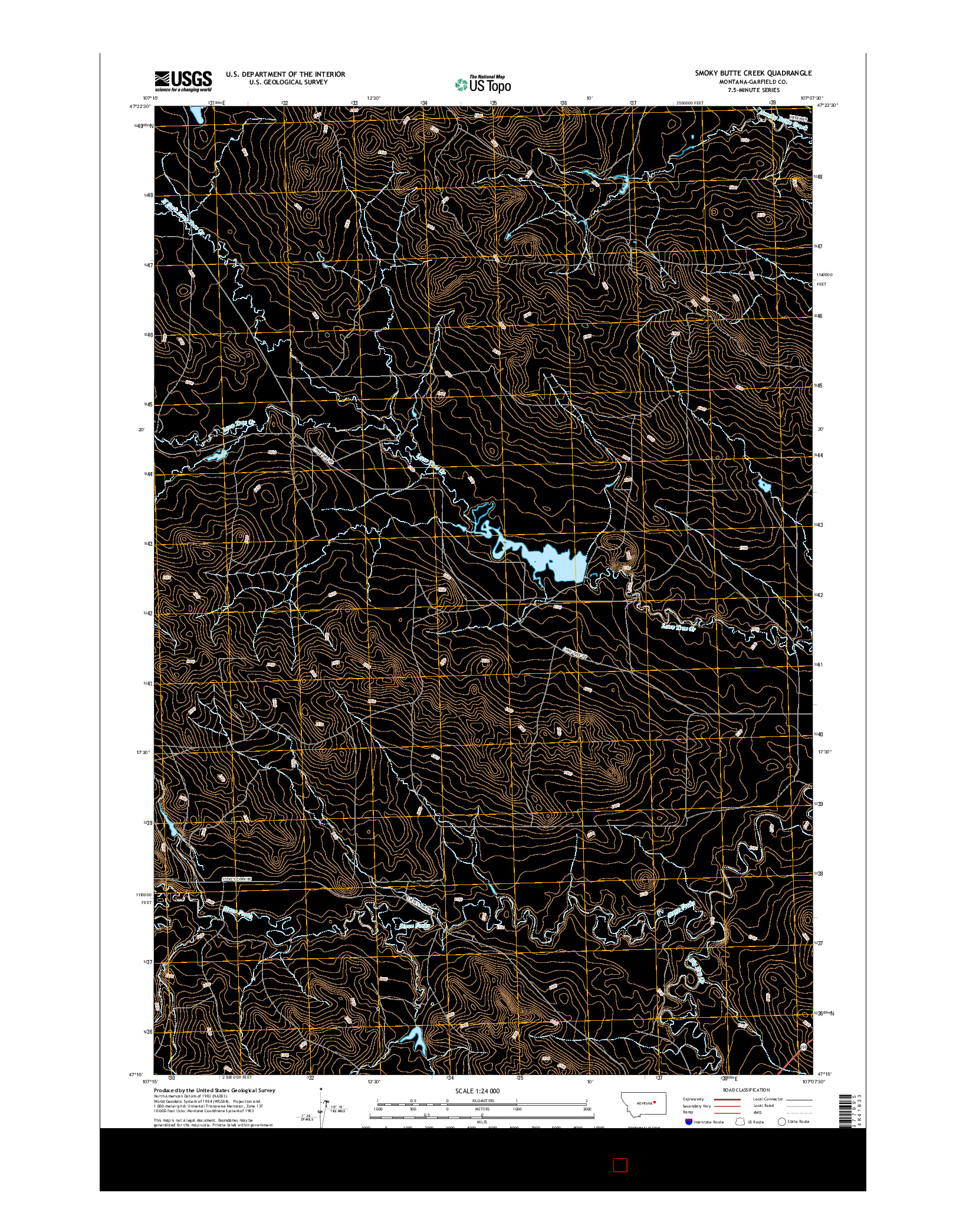 USGS US TOPO 7.5-MINUTE MAP FOR SMOKY BUTTE CREEK, MT 2017