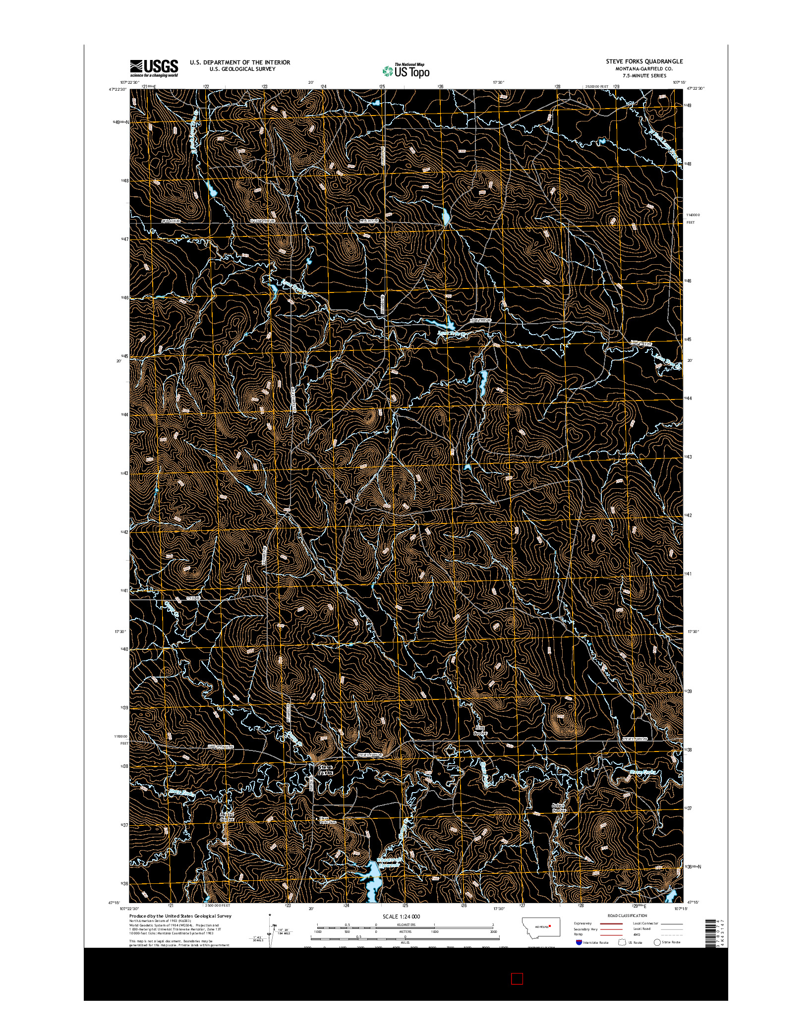 USGS US TOPO 7.5-MINUTE MAP FOR STEVE FORKS, MT 2017