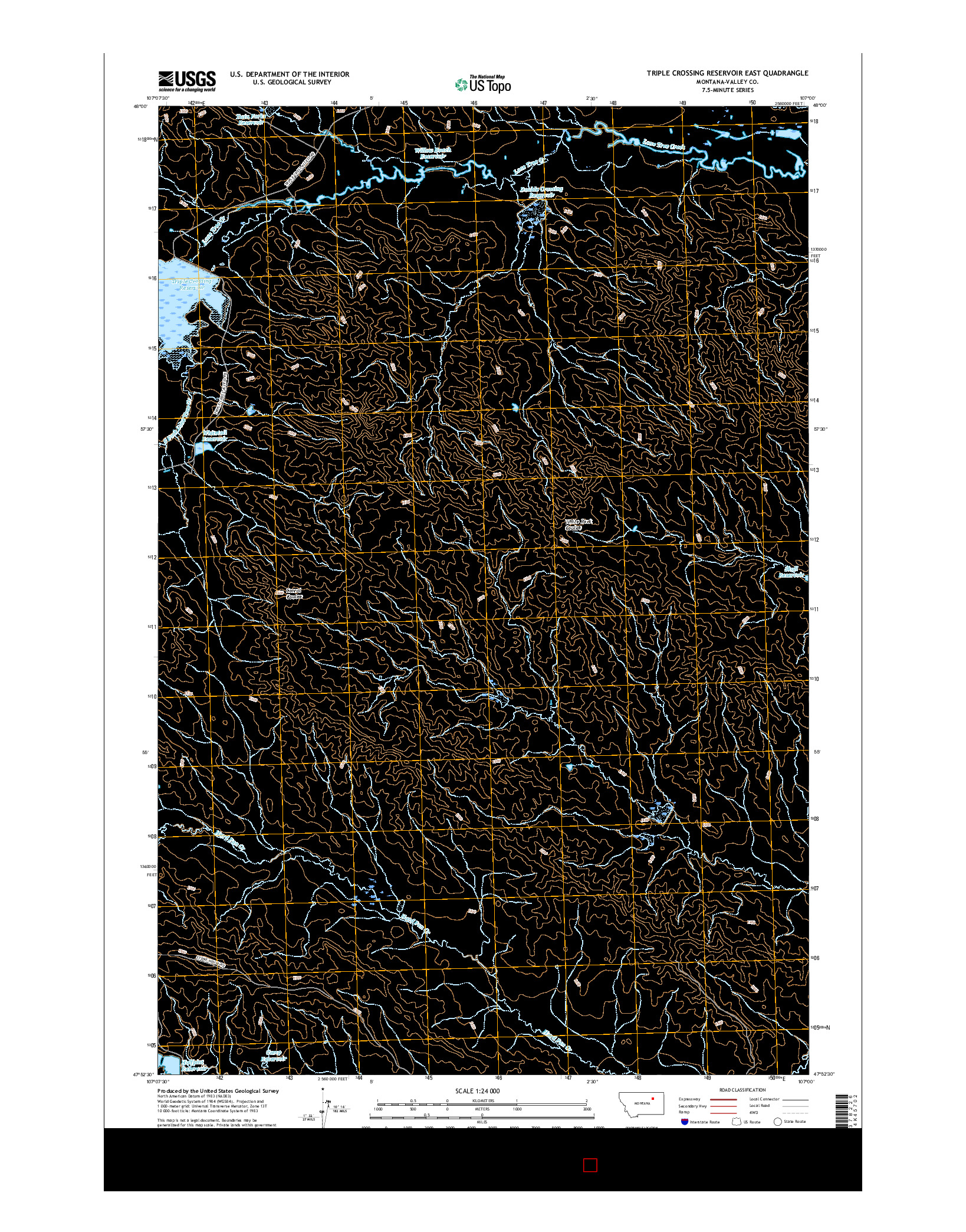 USGS US TOPO 7.5-MINUTE MAP FOR TRIPLE CROSSING RESERVOIR EAST, MT 2017