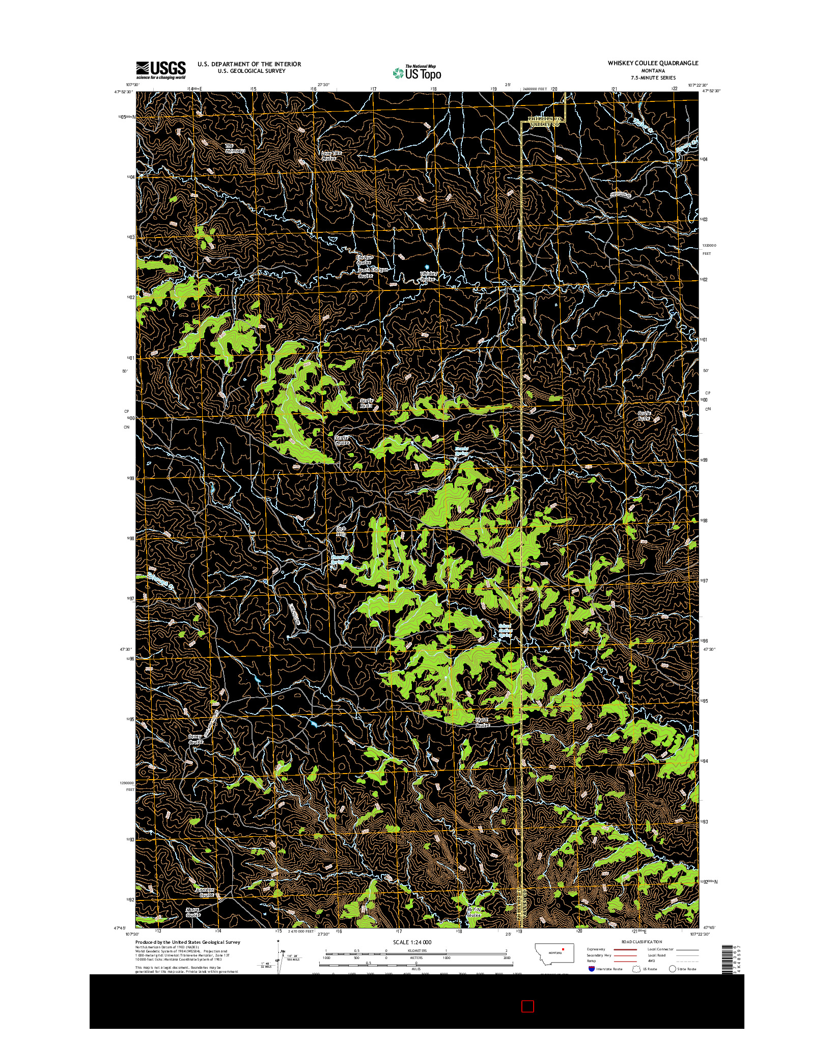 USGS US TOPO 7.5-MINUTE MAP FOR WHISKEY COULEE, MT 2017