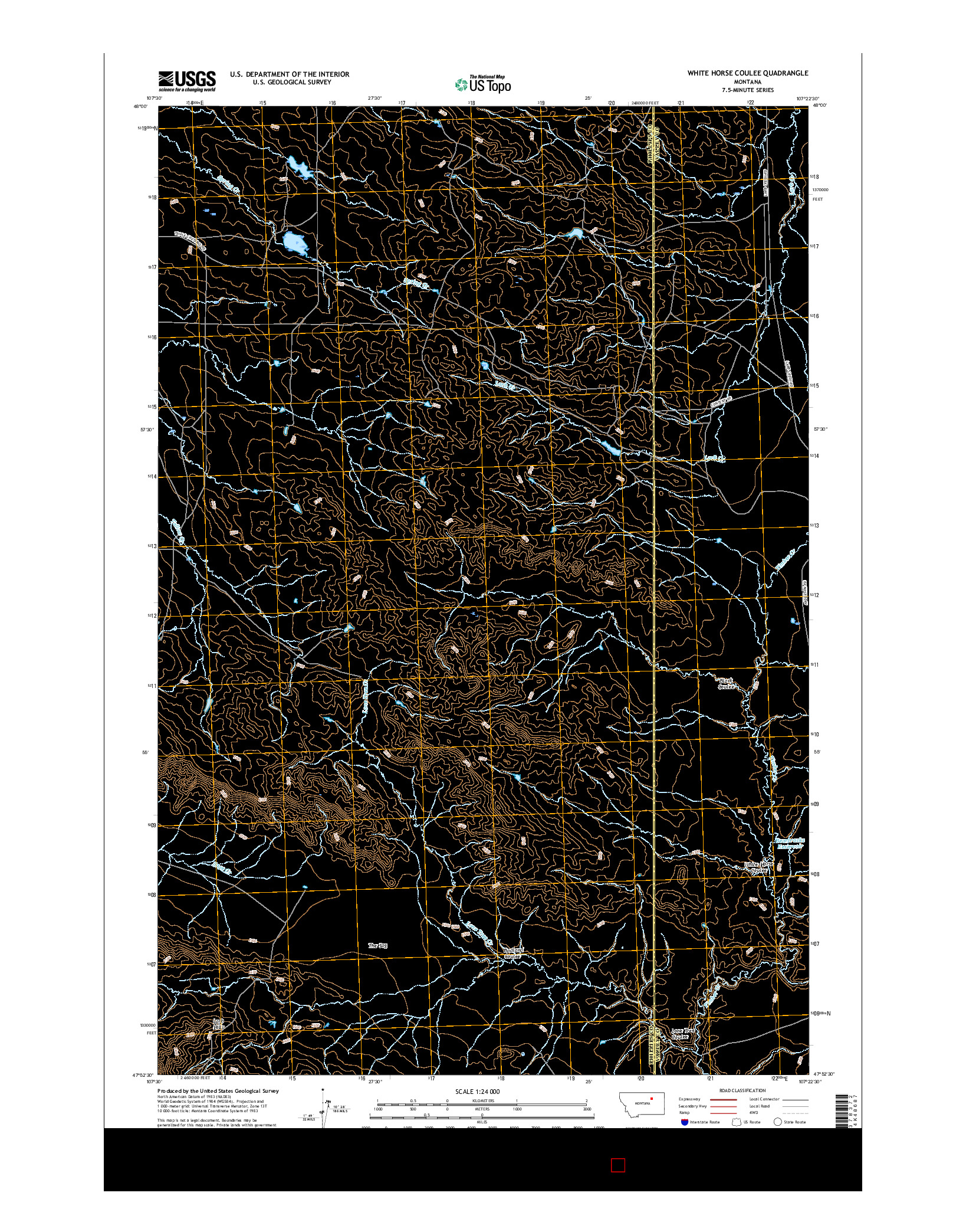 USGS US TOPO 7.5-MINUTE MAP FOR WHITE HORSE COULEE, MT 2017