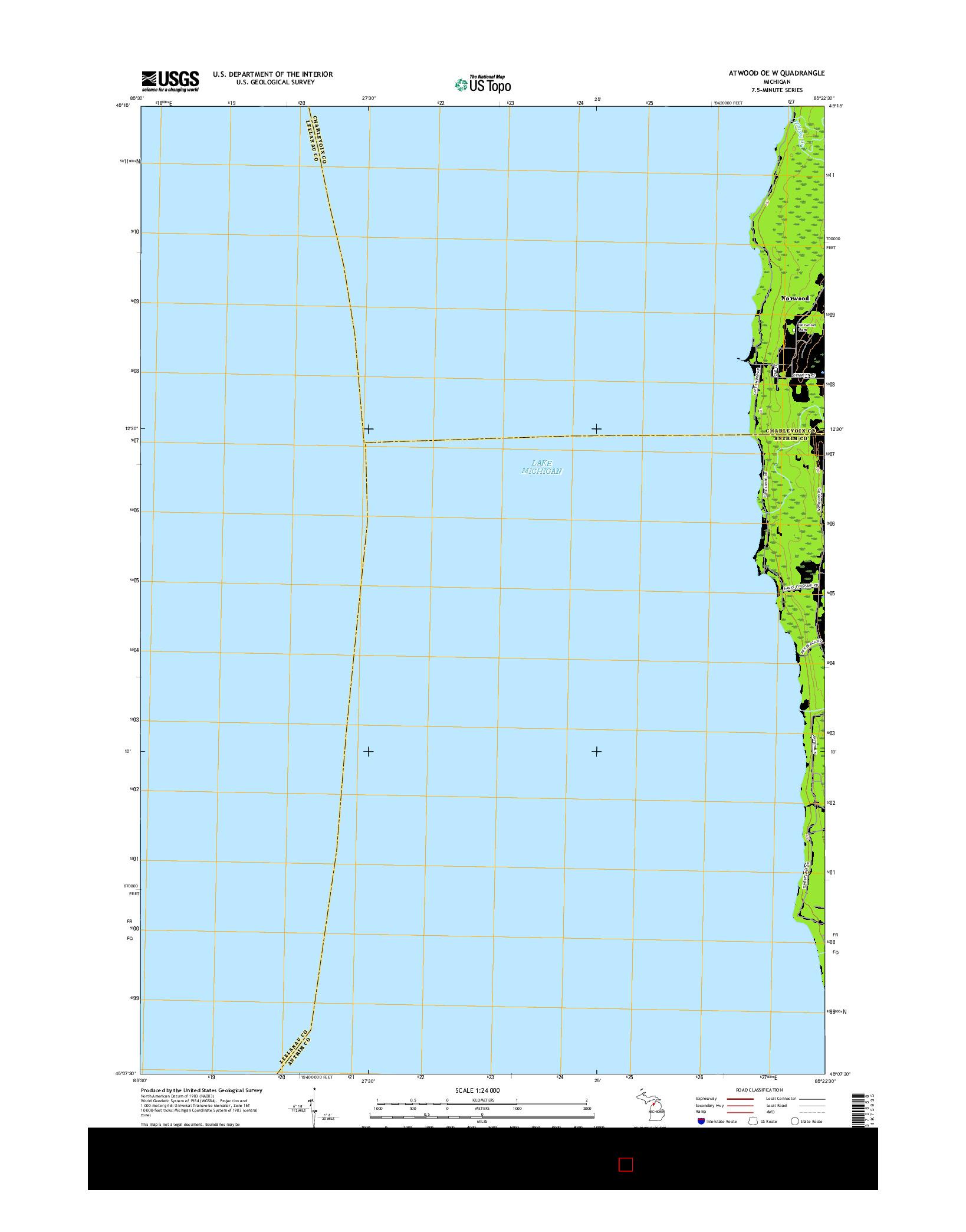 USGS US TOPO 7.5-MINUTE MAP FOR ATWOOD OE W, MI 2017