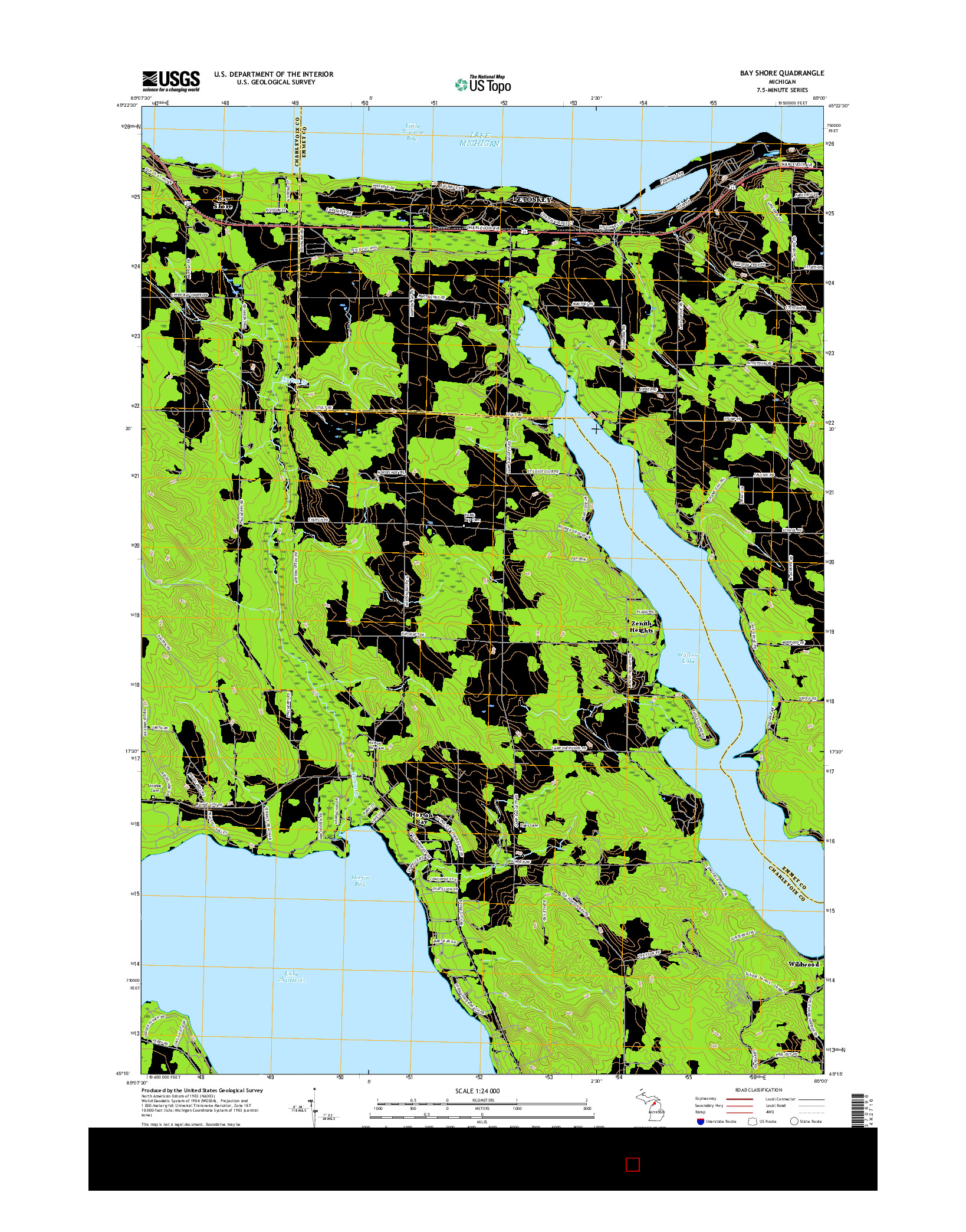 USGS US TOPO 7.5-MINUTE MAP FOR BAY SHORE, MI 2017