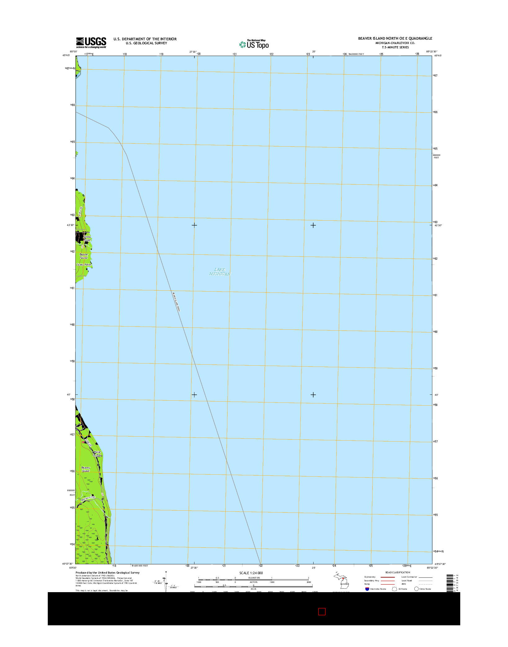 USGS US TOPO 7.5-MINUTE MAP FOR BEAVER ISLAND NORTH OE E, MI 2017