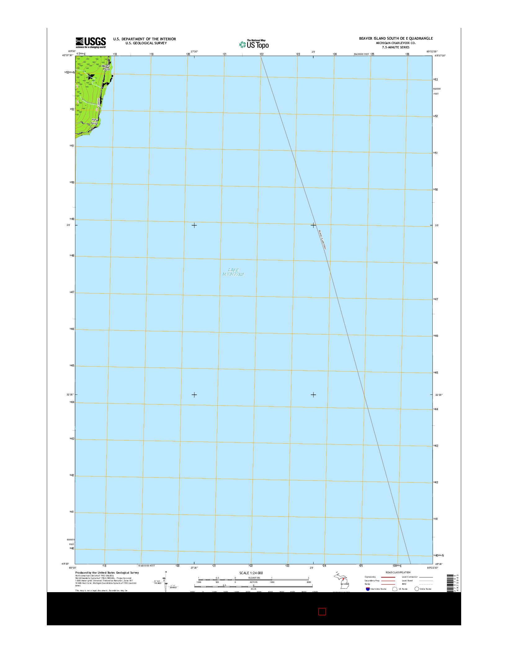 USGS US TOPO 7.5-MINUTE MAP FOR BEAVER ISLAND SOUTH OE E, MI 2017