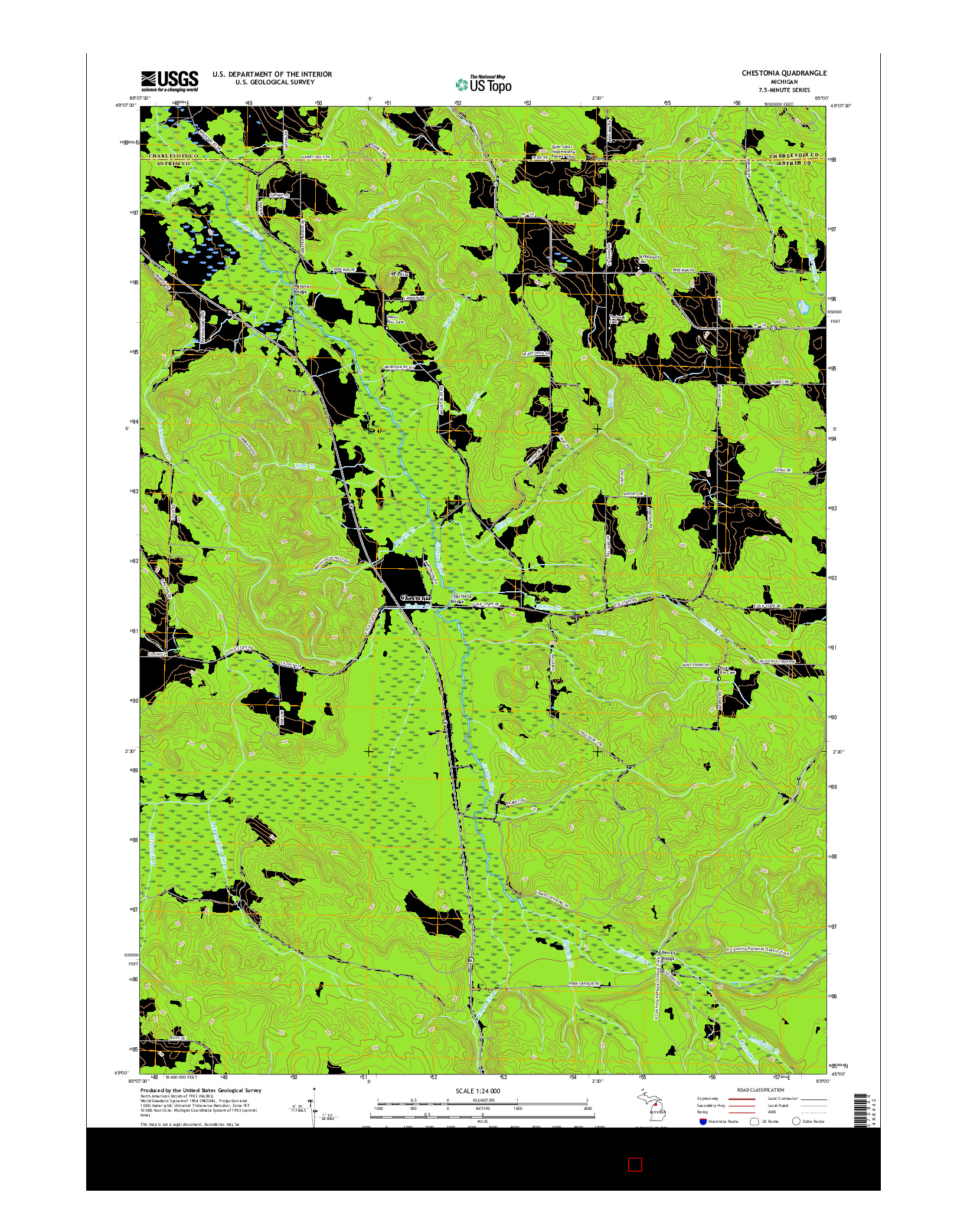 USGS US TOPO 7.5-MINUTE MAP FOR CHESTONIA, MI 2017