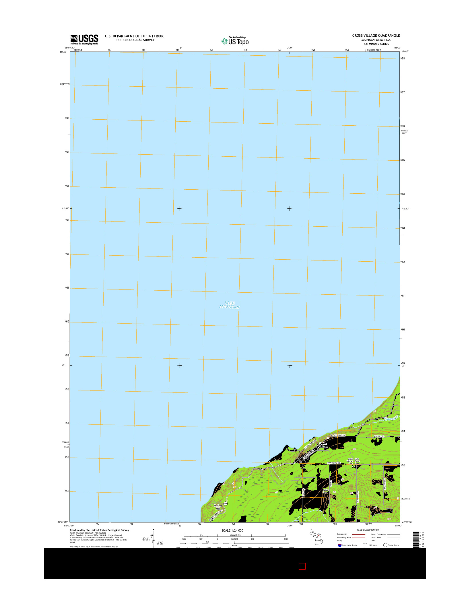 USGS US TOPO 7.5-MINUTE MAP FOR CROSS VILLAGE, MI 2017