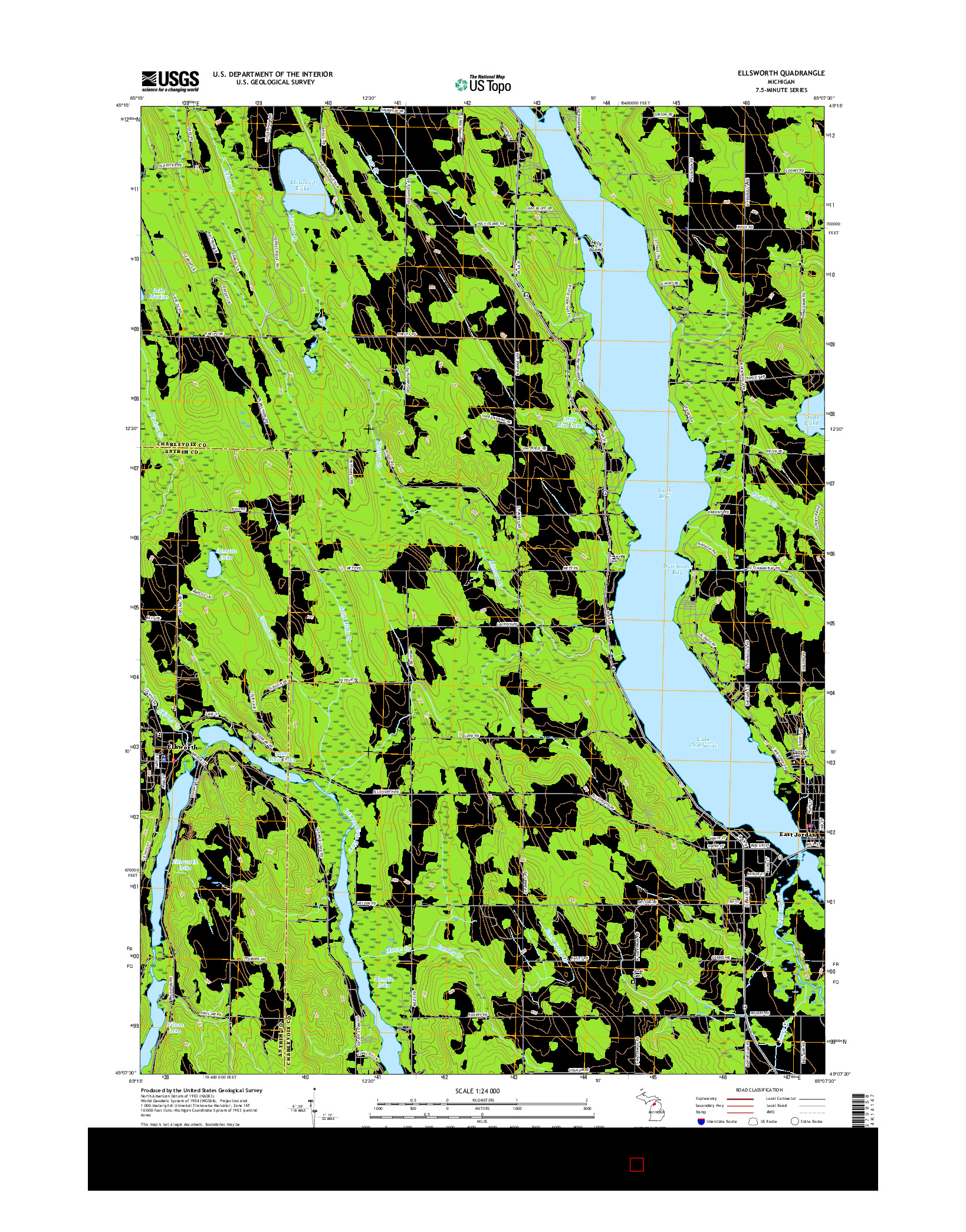 USGS US TOPO 7.5-MINUTE MAP FOR ELLSWORTH, MI 2017