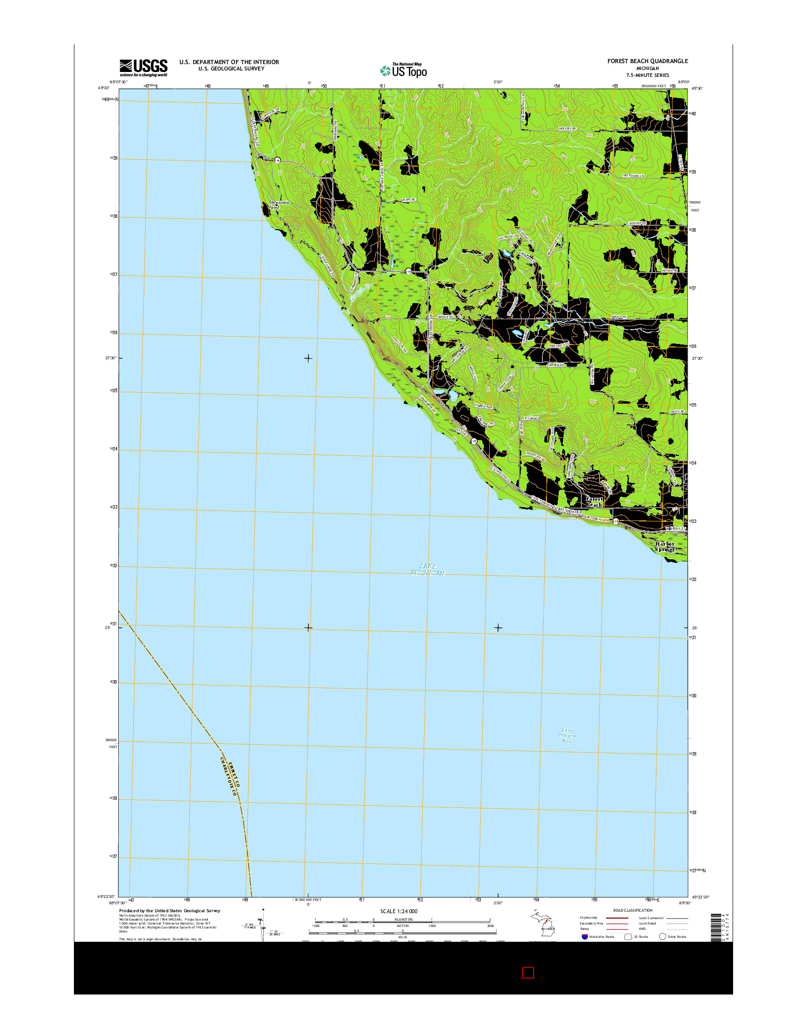 USGS US TOPO 7.5-MINUTE MAP FOR FOREST BEACH, MI 2017