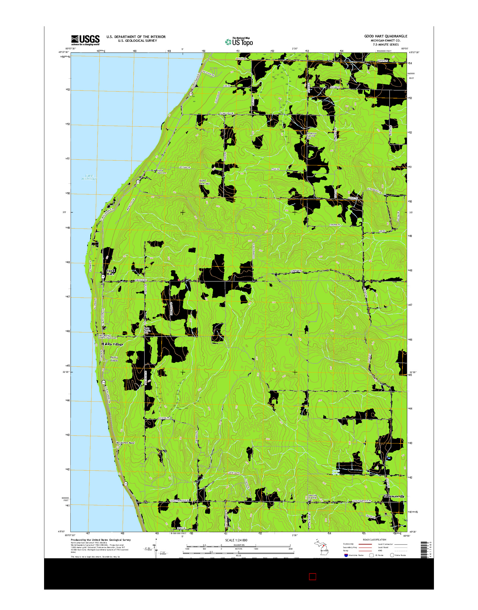 USGS US TOPO 7.5-MINUTE MAP FOR GOOD HART, MI 2017