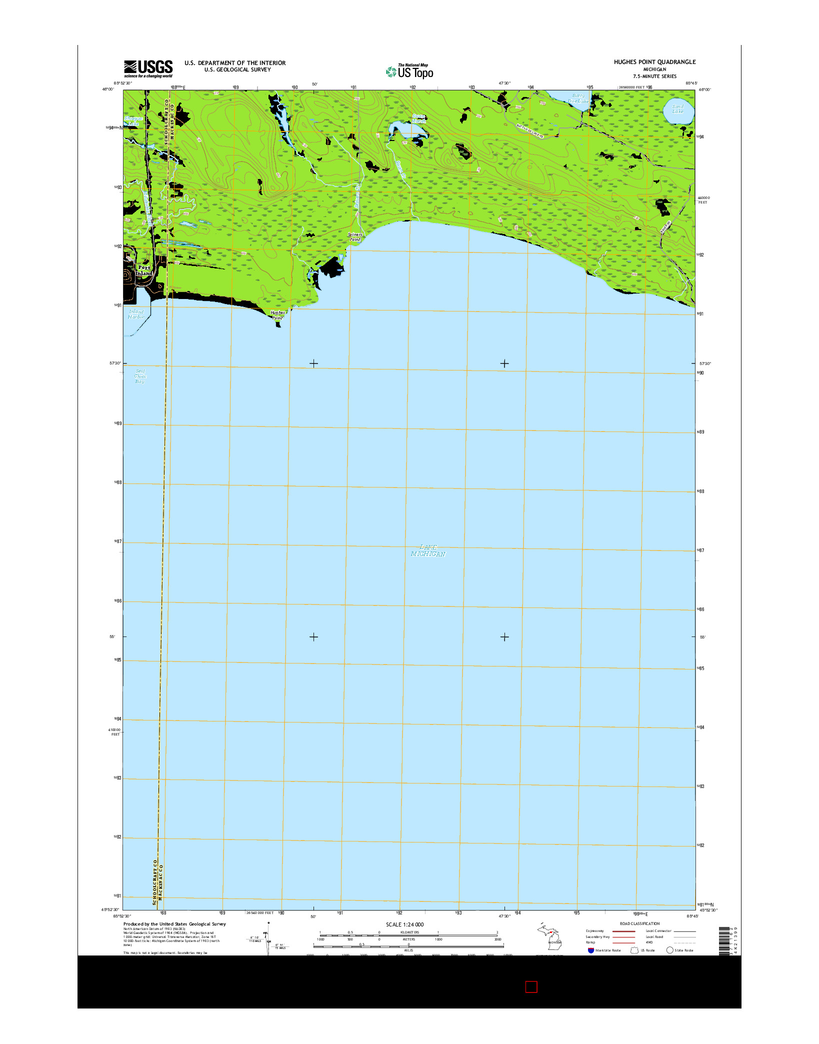 USGS US TOPO 7.5-MINUTE MAP FOR HUGHES POINT, MI 2017