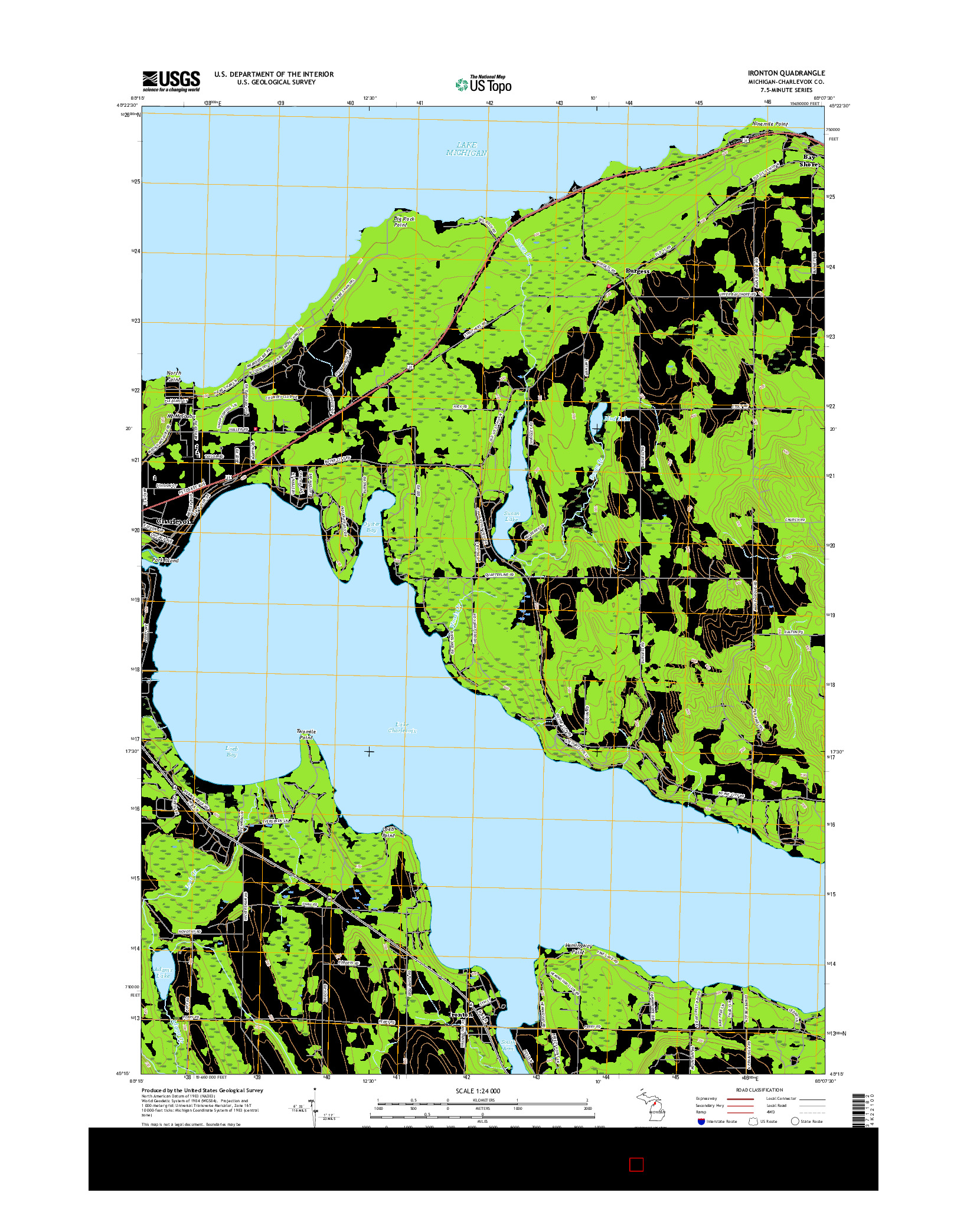 USGS US TOPO 7.5-MINUTE MAP FOR IRONTON, MI 2017
